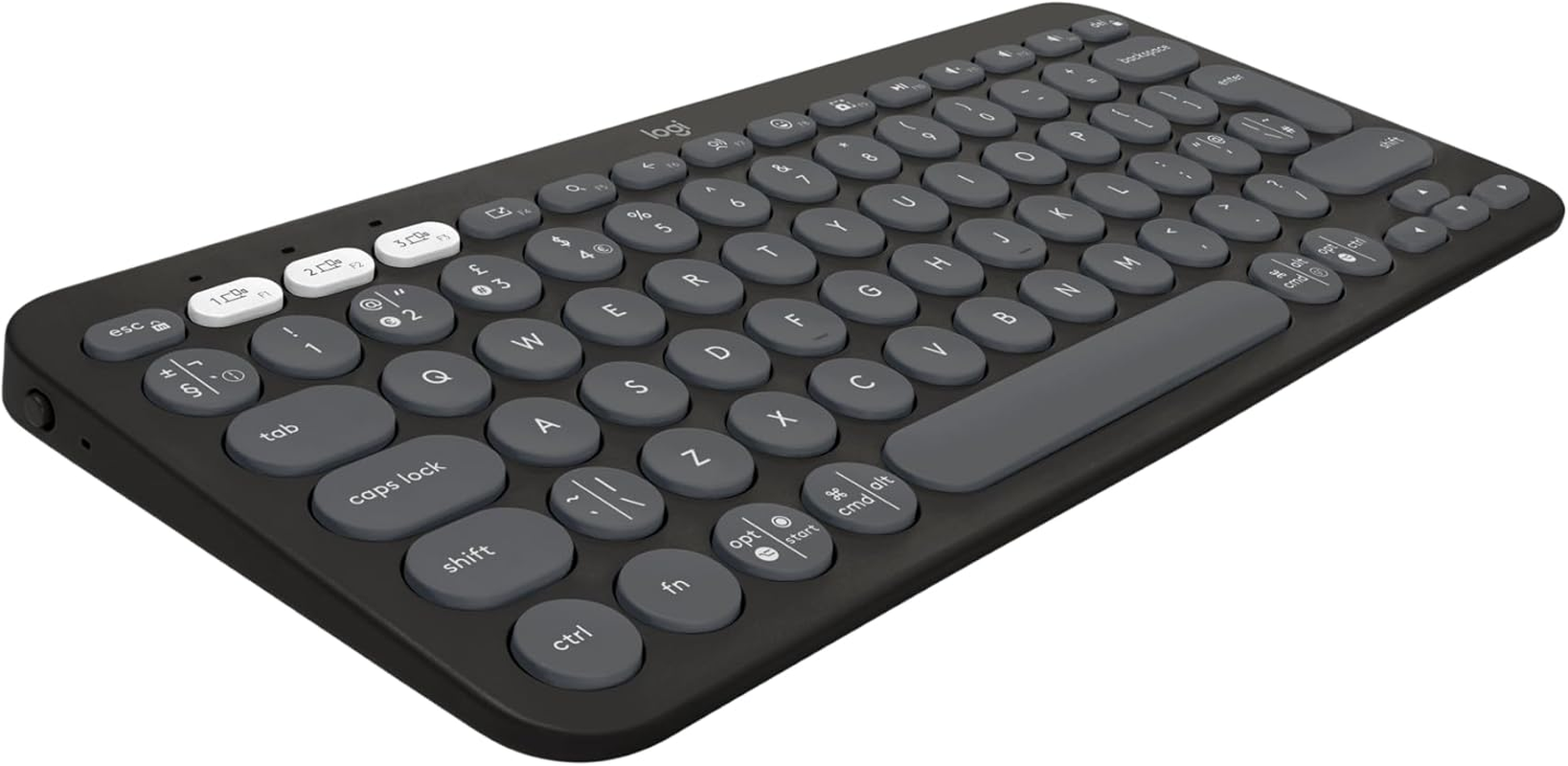 Logitech Pebble Keys 2 K380S, Multi-Device Bluetooth Wireless Keyboard with Customisable Shortcuts, Slim and Portable, Easy-Switch for Windows, Macos, Ipados, Android, Chrome OS - Tonal Graphite