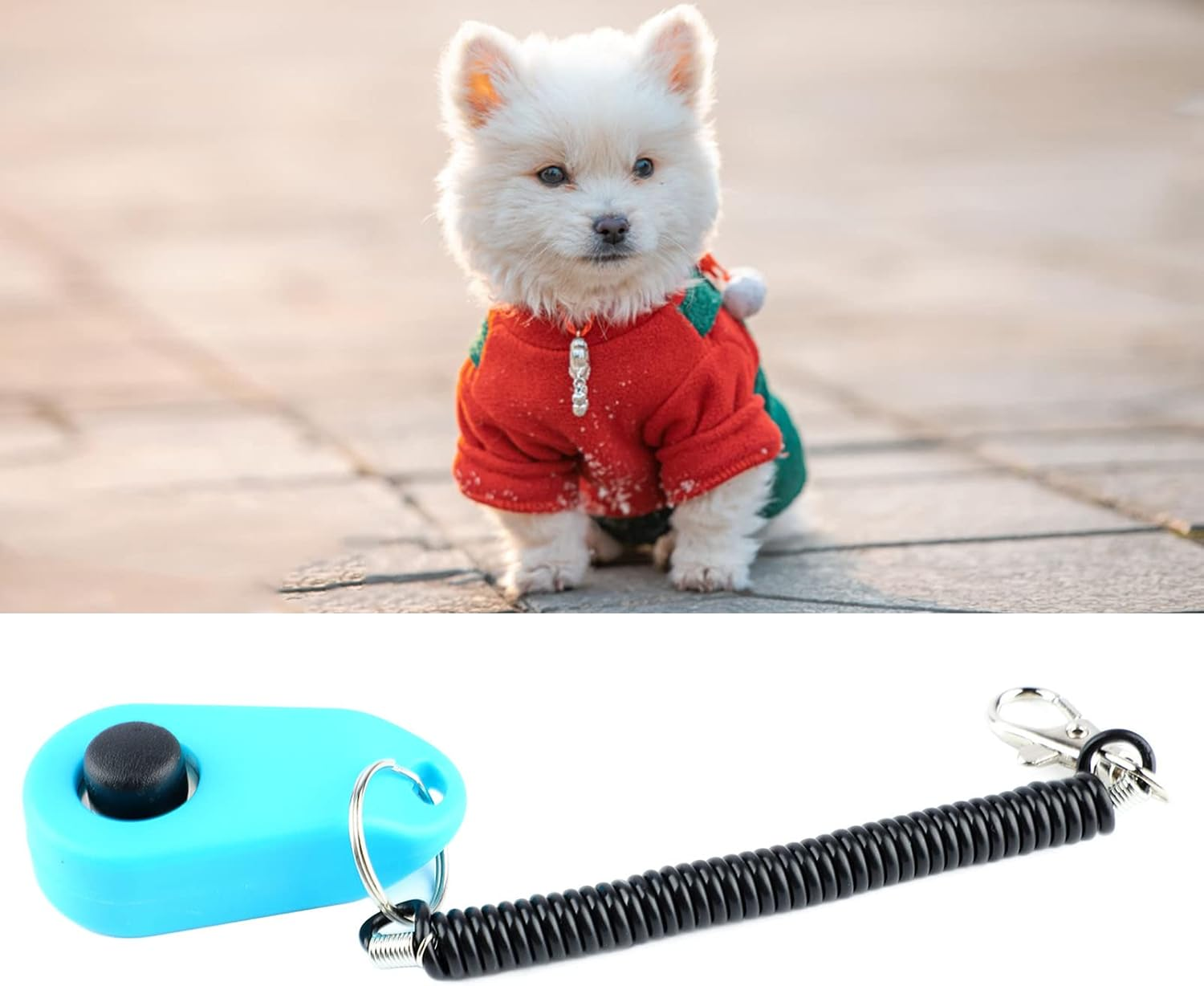 Cat Training Clicker, Portable Pet Training Clicker Stainless Steel Hook Universal Interactive with Wrist Strap for Cats for Training (Sky Blue) image number 5