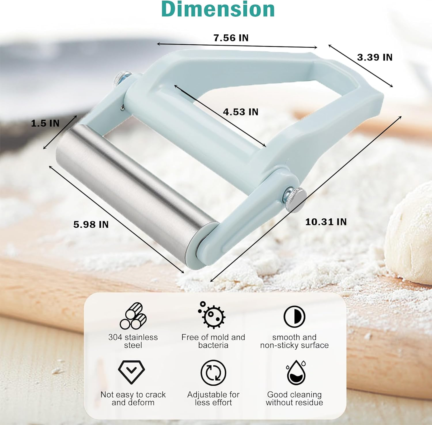 Rolling Pin Stainless Steel - Rolling Pin for Ravioli Dumplings, Work Saving Dough Sticks for Rolling Out, Adjustable Angle Rolling Pin, Kitchen Baking Accessories for Christmas image number 4