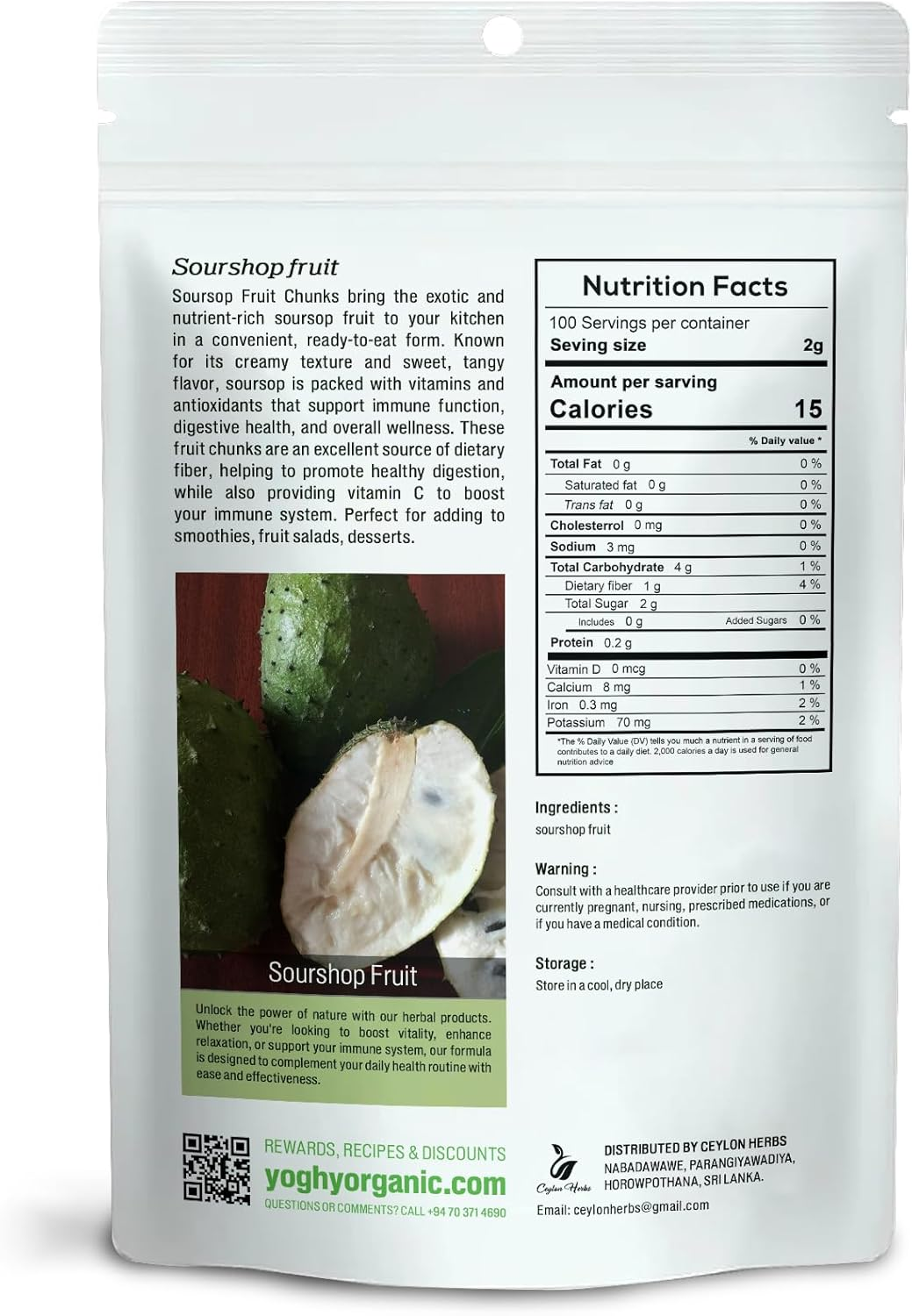 200G Soursop Fruit Chunks - Pure Naturally Dried for Snacks Smoothies and Culinary Use Healthy Dried Fruit image number 3