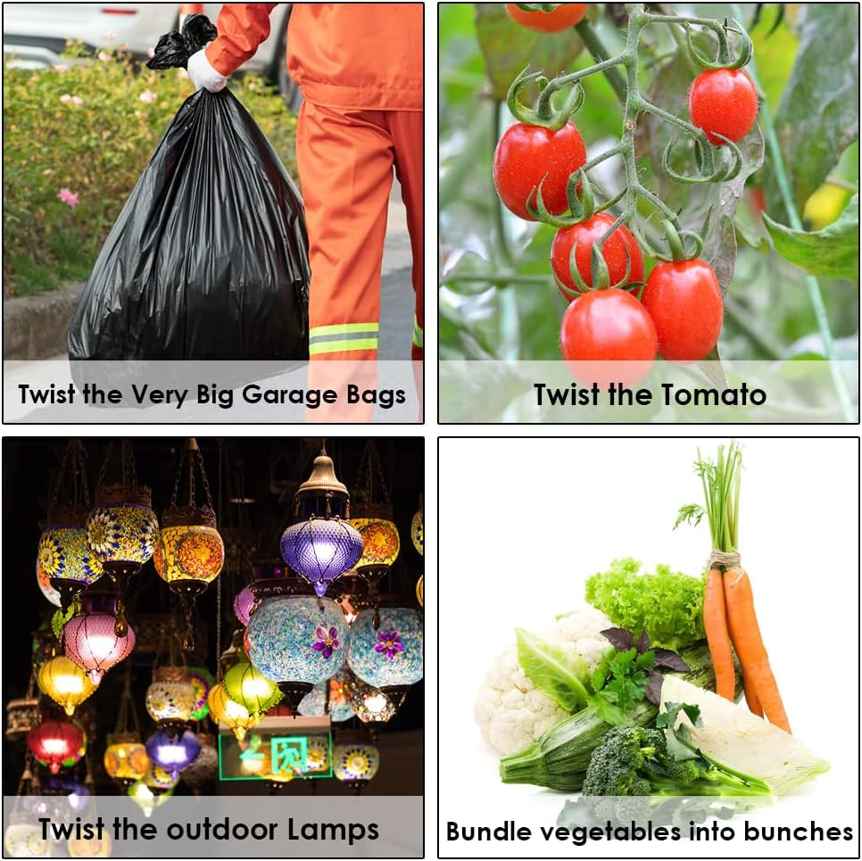 DS. DISTINCTIVE STYLE 6 Inch Twist Ties Set of 200 Bread Bag Ties Wire Twist Ties for Cord Management (Black and White (Round Shape)) image number 2