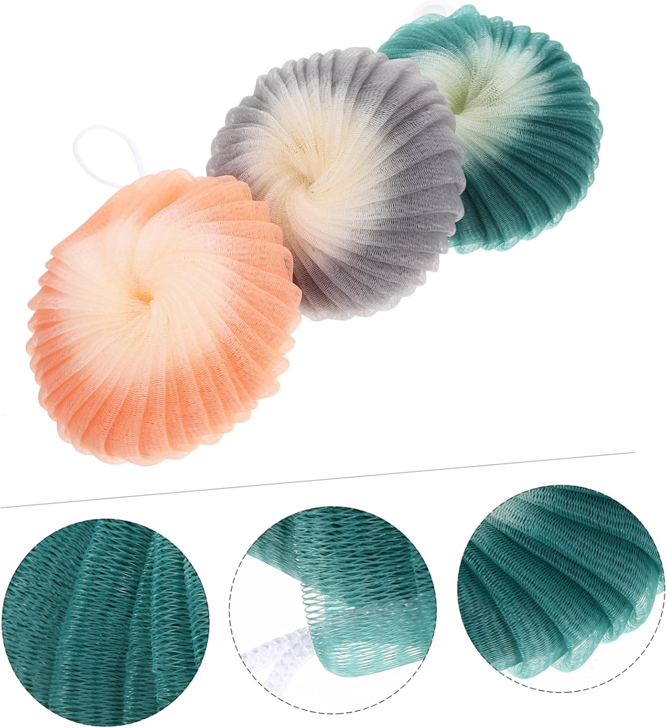 COOLHIYA 3Pcs Soft Exfoliating Bath Gentle Scrubber for Loofah Vibrant and Refreshing Shower image number 5