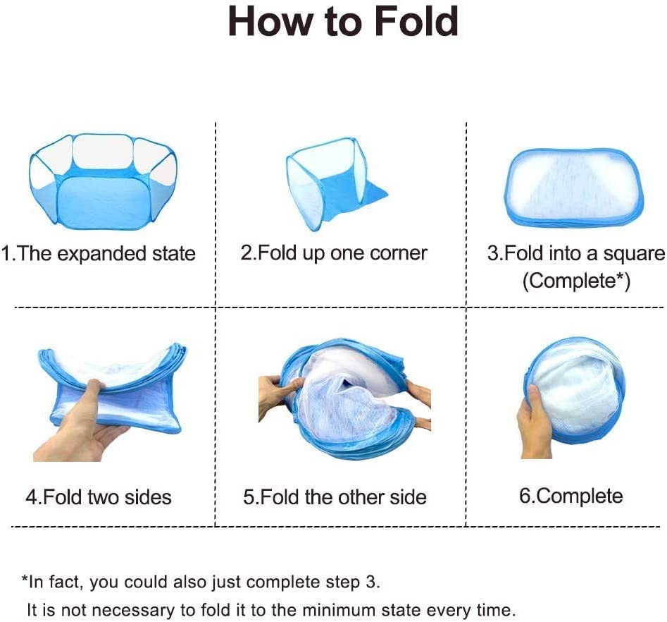 Small Animals C&C Cage Tent,Breathable&Transparent Pets Playpen Folding Exercise Fence,Portable Yard Fence for Guinea Pig, Rabbits, Hamster, Chinchillas and Hedgehogs, Reptiles(Blue) image number 2