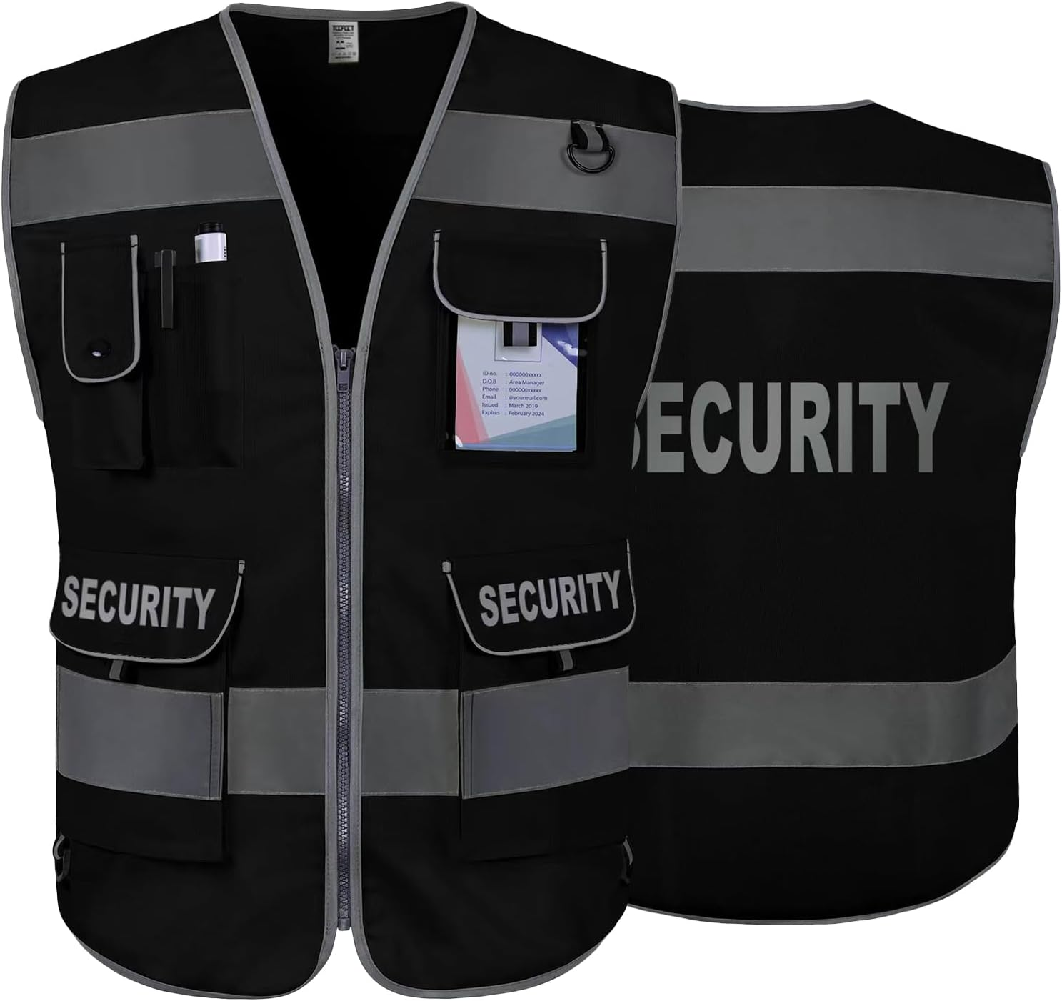 TCCFCCT Security Vest for Security Guard 9 Pockets High Visibility Safety Vest