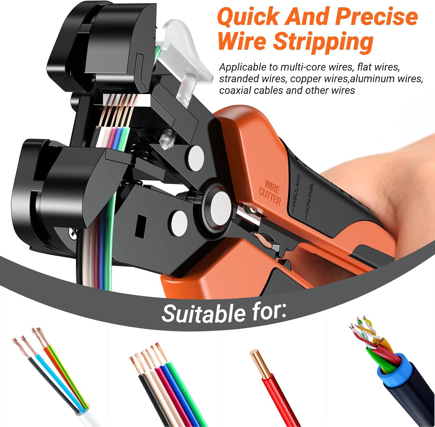 Wire Stripper, Preciva Automatic Cable Stripper and Cutter Tool Electrical for 0.2-6Mm&sup2; Cable, Self Adjustable Wire Stripper Plier image number 1