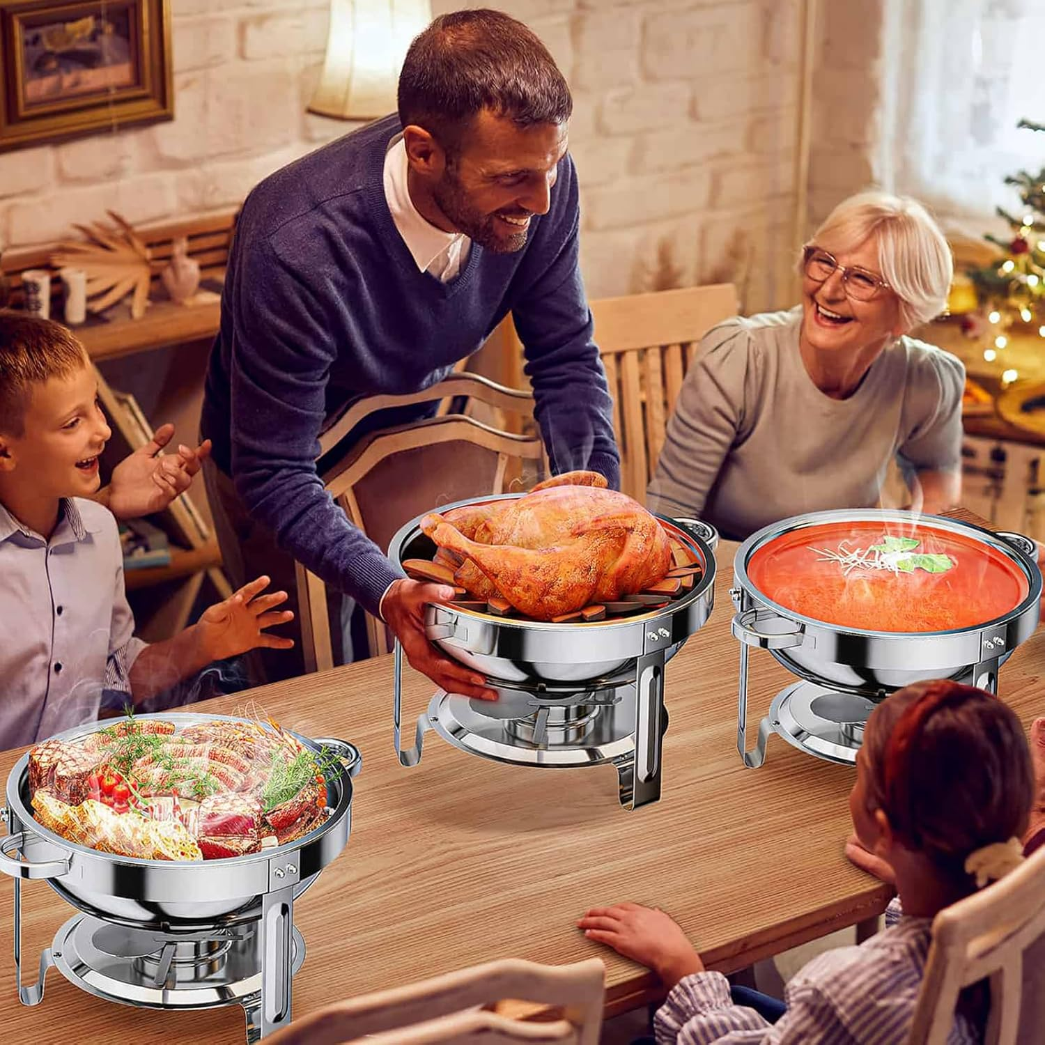 Anycoo 5.5QT Chafing Dishes for Buffet 2 Pack, Staineless Steel Chafing Dish Buffet Set, Buffet Servers and Warmers with Lid for Any Events image number 4