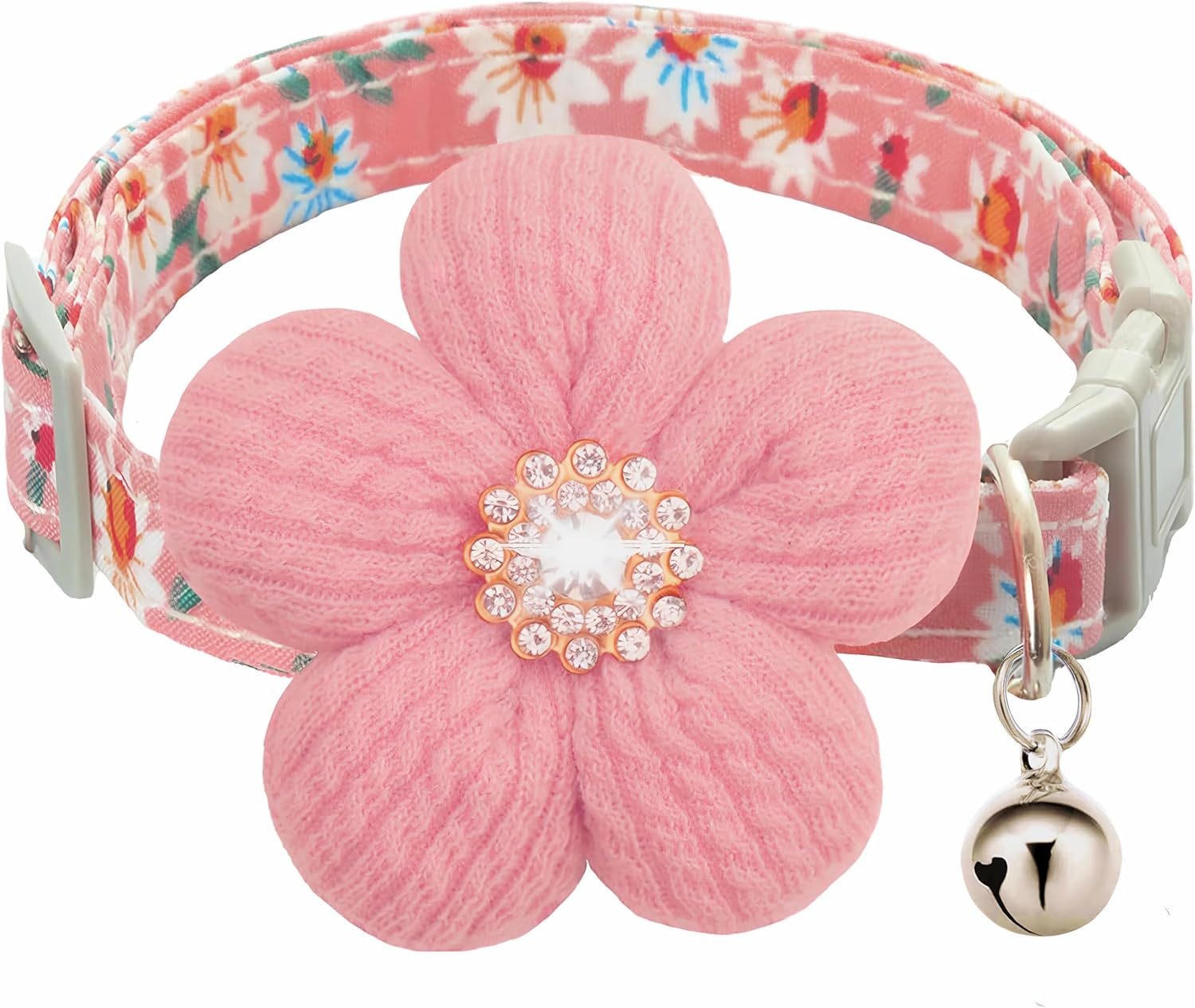 Small Dog Collar with Flower, Puppy Collar for Girl Dog Collars for Small Dogs Cute Dog Collar with Bell, Adjustable Length