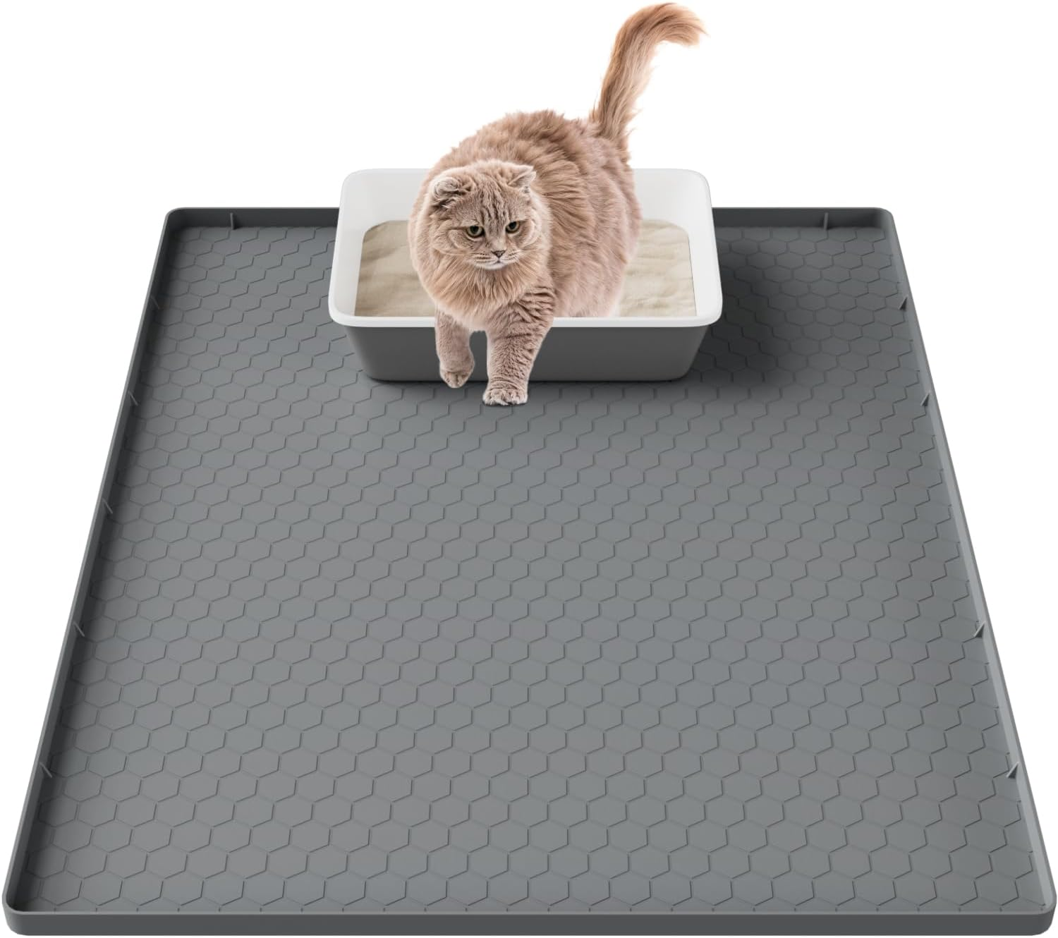Pawinner 22"X31.5" Cat Litter Mat, Heavy-Duty Waterproof Litter Trapping Mat, Non-Slip Floor Protector for Litter Box Area, Easy to Clean for Small/Large Cats