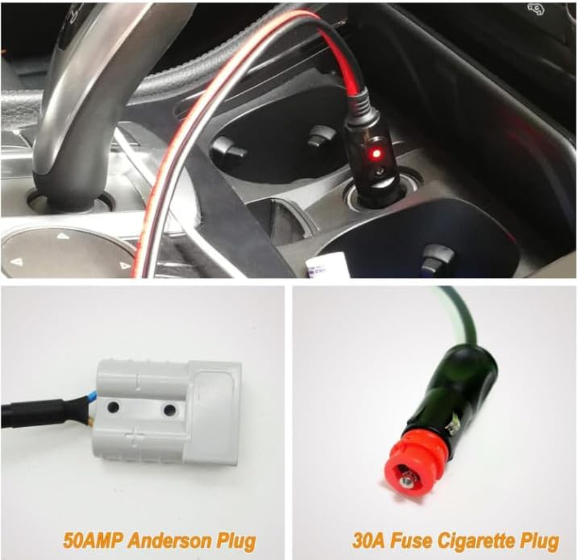 12V 30Cm Anderson Style Plug to Male Car Cigarette Socket Plug 50AMP Anderson Plug Connector,12Awg Cigarette Lighter Extension Cable Adapter Plug image number 6