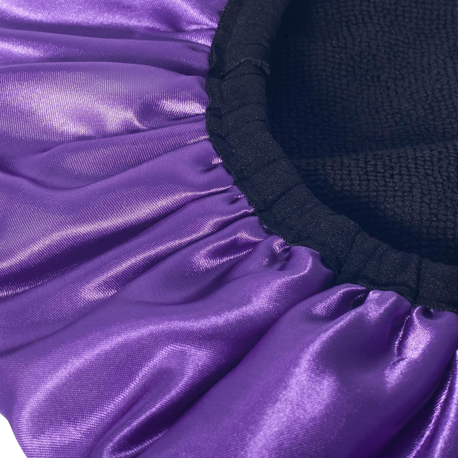 Aquior Shower Cap,Extra Large Triple Layer Bathing Cap with Dry Hair Function for Women Microfiber Terry Cloth Silky Satin 100% Waterproof Reusable Long Hair Bath Caps (Purple)