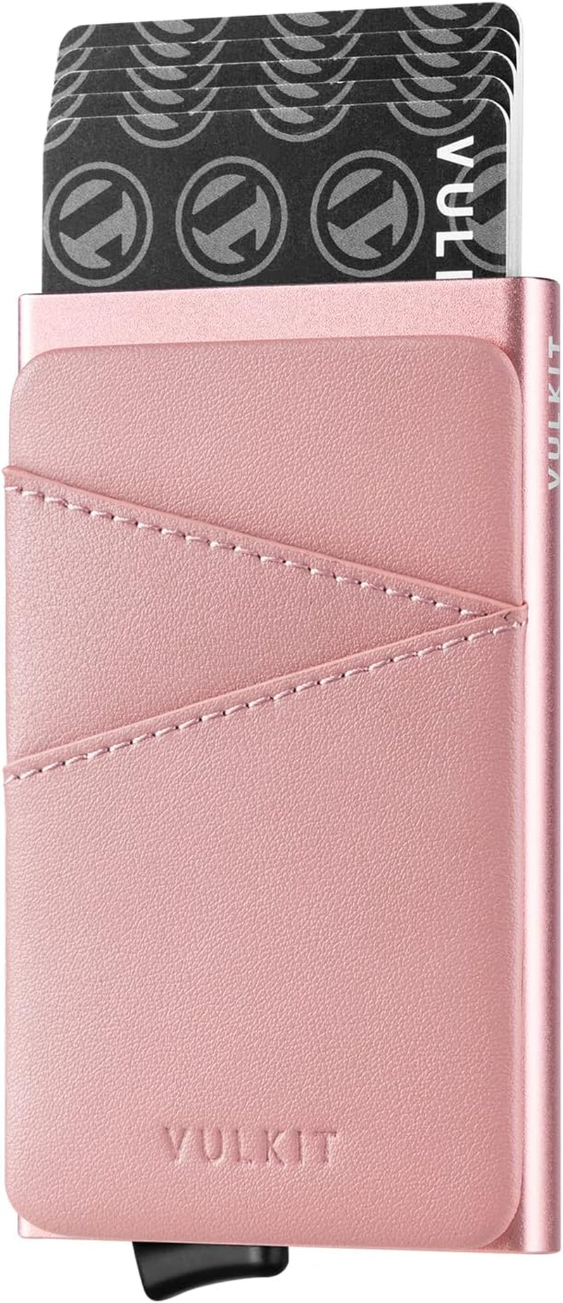 VULKIT Credit Card Holder Pop up Wallet with Extra Leather Slots RFID Blocking Slim Metal Card Case for Men or Women(Blue)