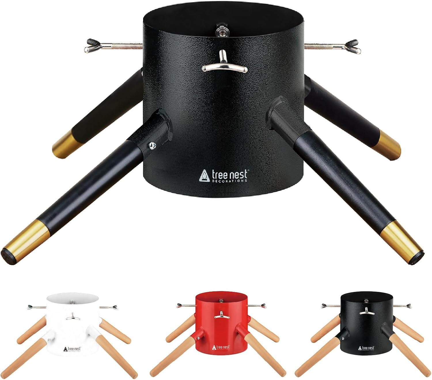 Tree Nest Christmas Tree Stand with Water Tank for Large Trees - Family Christmas Tree Stand for Trees up to 3 M, 5-13 Cm Trunk White