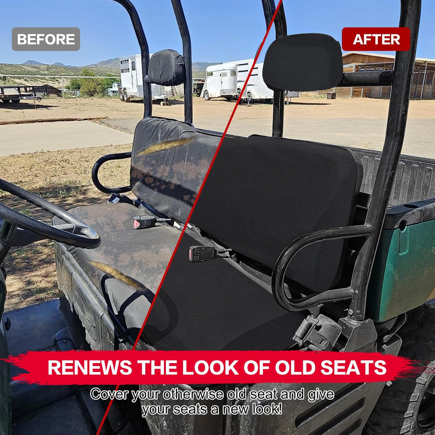 Smotrcc UTV Ranger Seat Covers Compatible with Polaris Ranger 500 700 800 2002-2008, Heavy Duty 1680D Waterproof PU Coating Ranger Seat Cover(4 PCS) image number 1