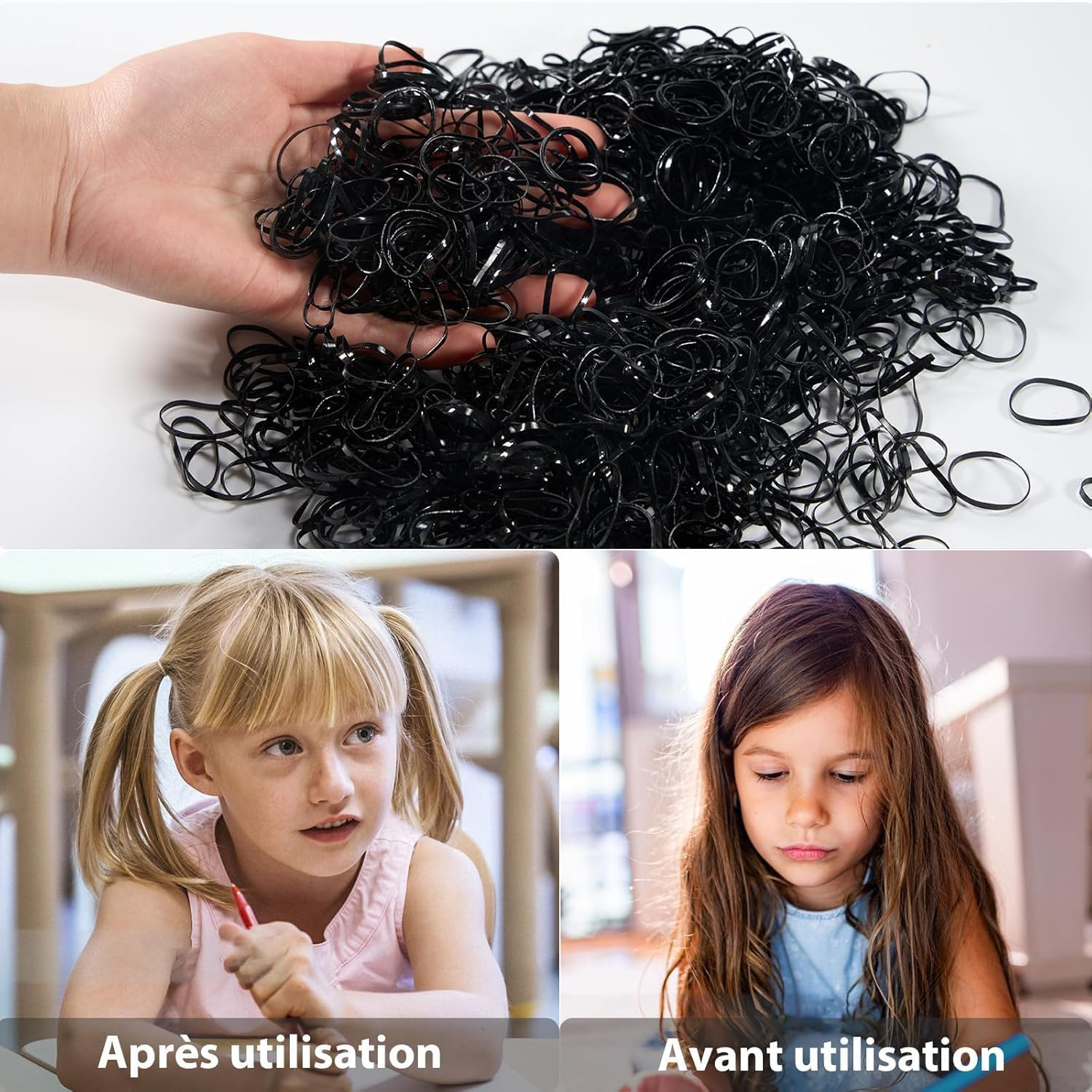 Pack of 1500 Mini Small Hair Bobbles Rubber Bands Elastic Scrunchies for Women Girls Men (Black) image number 1