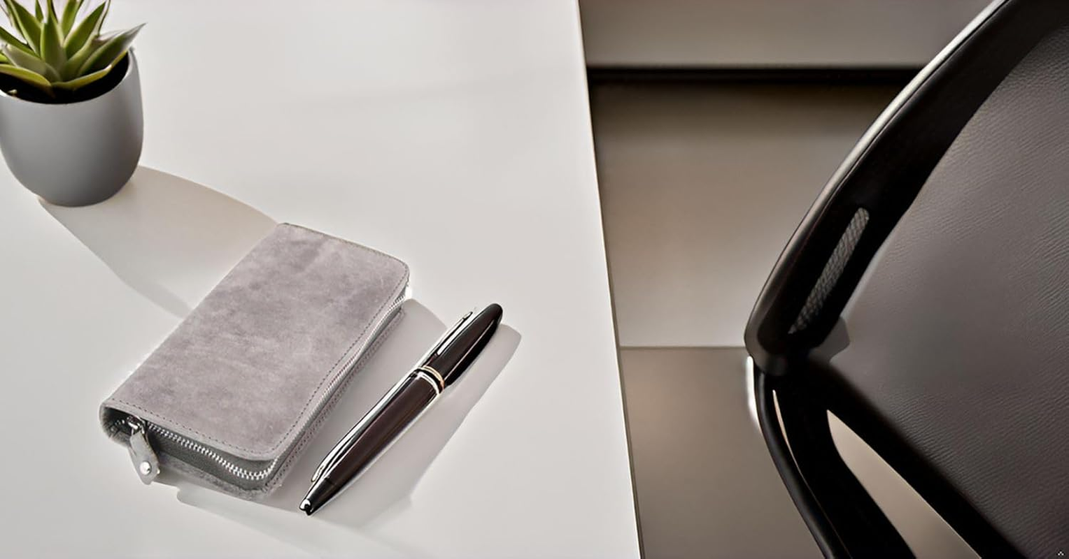 ALASSIO 2639 - Pen Case for 3 Writing Instruments, Leather Case for Pens, Ballpoint Pens or Fountain Pens, Leather Case with Closure, Leather Writing Instrument Case Approx. 17.5 X 8 X 2.5 Cm, Grey image number 2