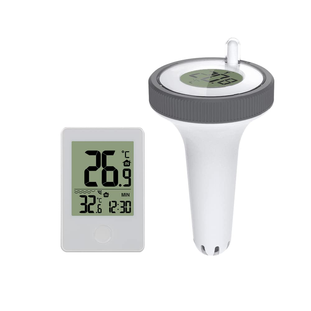 Digital Swimming Pool Thermometer with LCD Display, Wireless Water Temperature Monitor, White and Grey image number 5