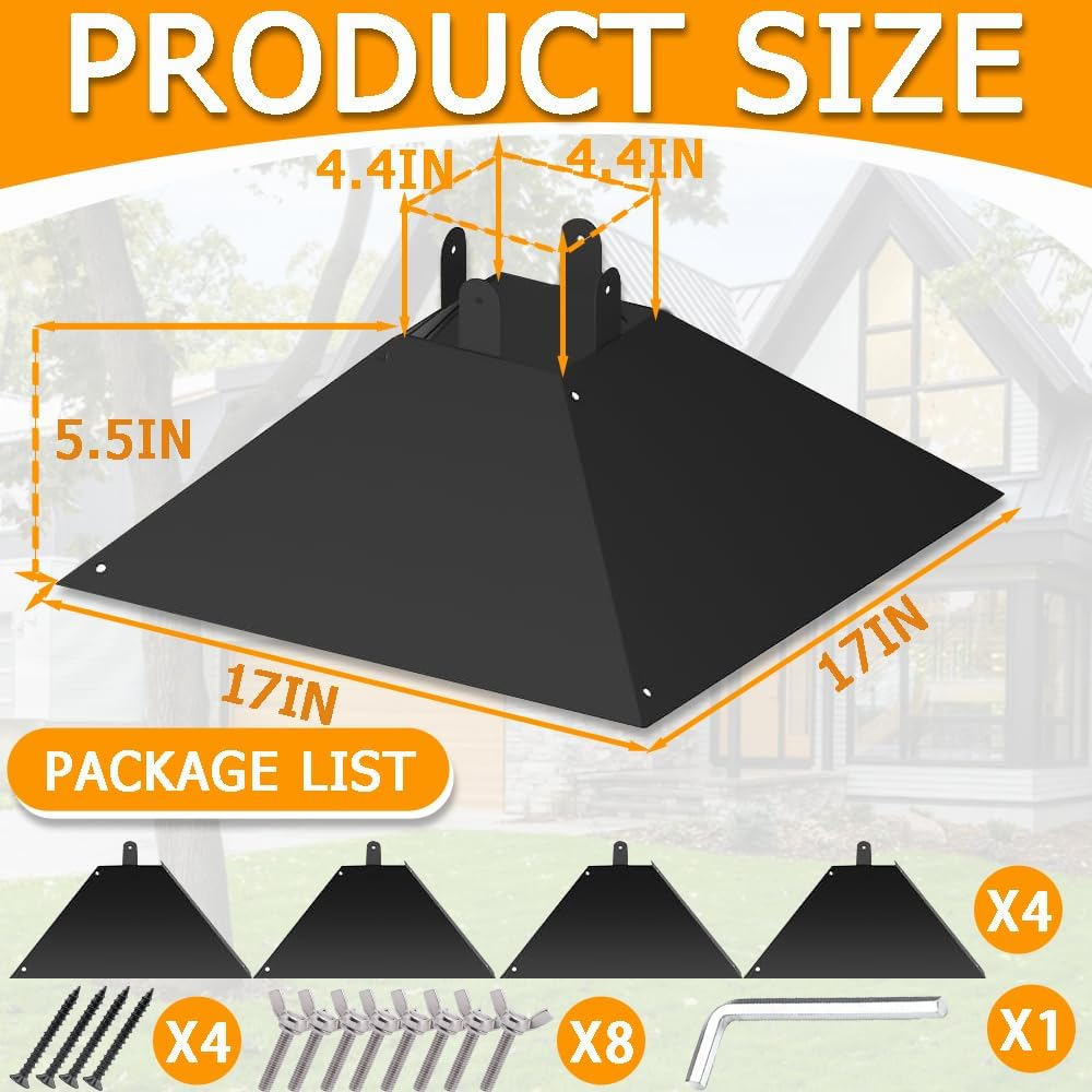 Metal Anti-Squirrel Baffle for 4X4 Post Suspension Mounting, 17-Inch Raccoon Proof Guard for Outdoor Wood Poles, Rodent Proof Suspension Guard Protects Bird Feeders and Pole Holders from Squirrels image number 4