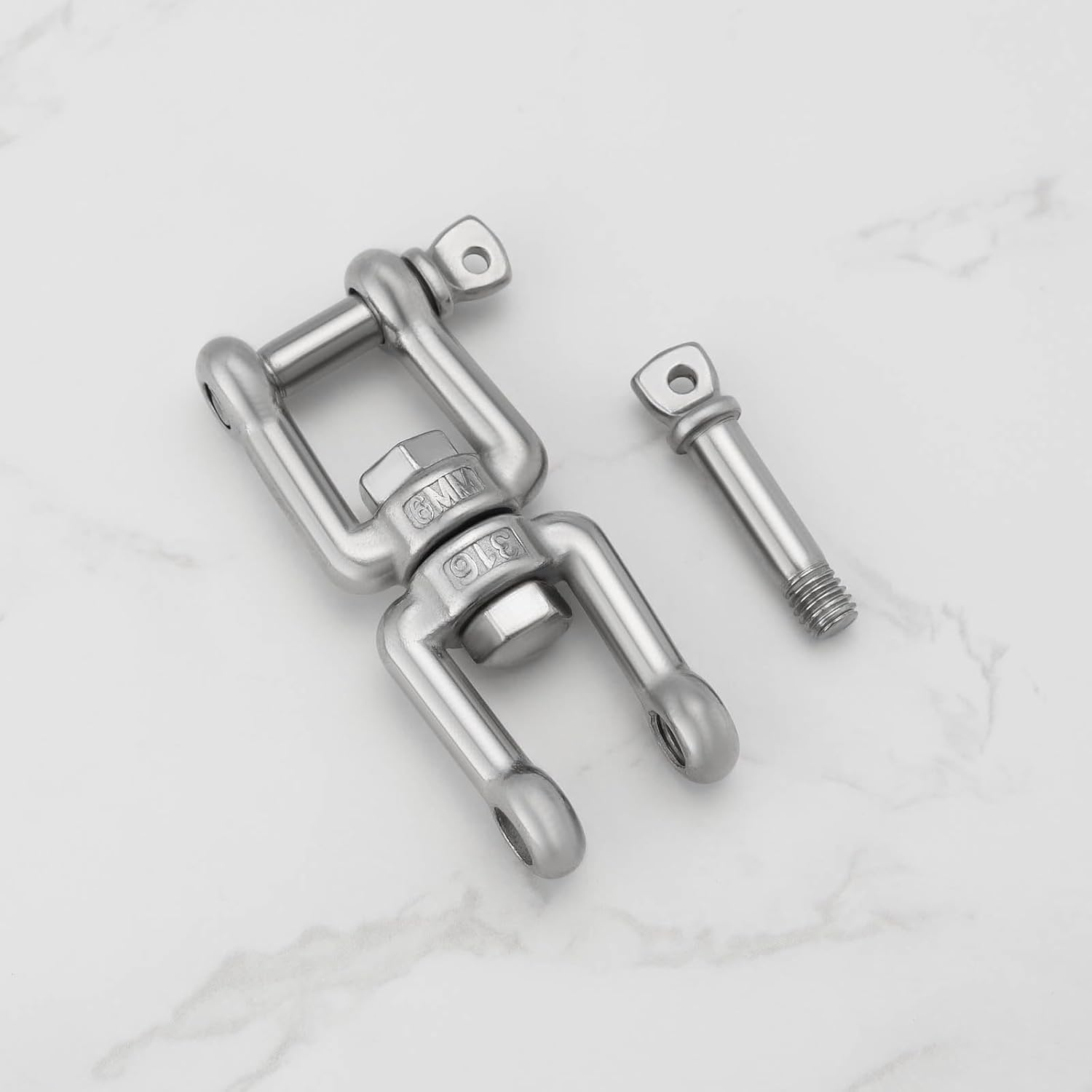 Ecsing 4Pcs 316 Stainless Steel Swivel Double Shackle M6X67Mm Double Jaw Shackle Jaw Anchor Connector for Garden, Yard, Boat, and Outdoor Use