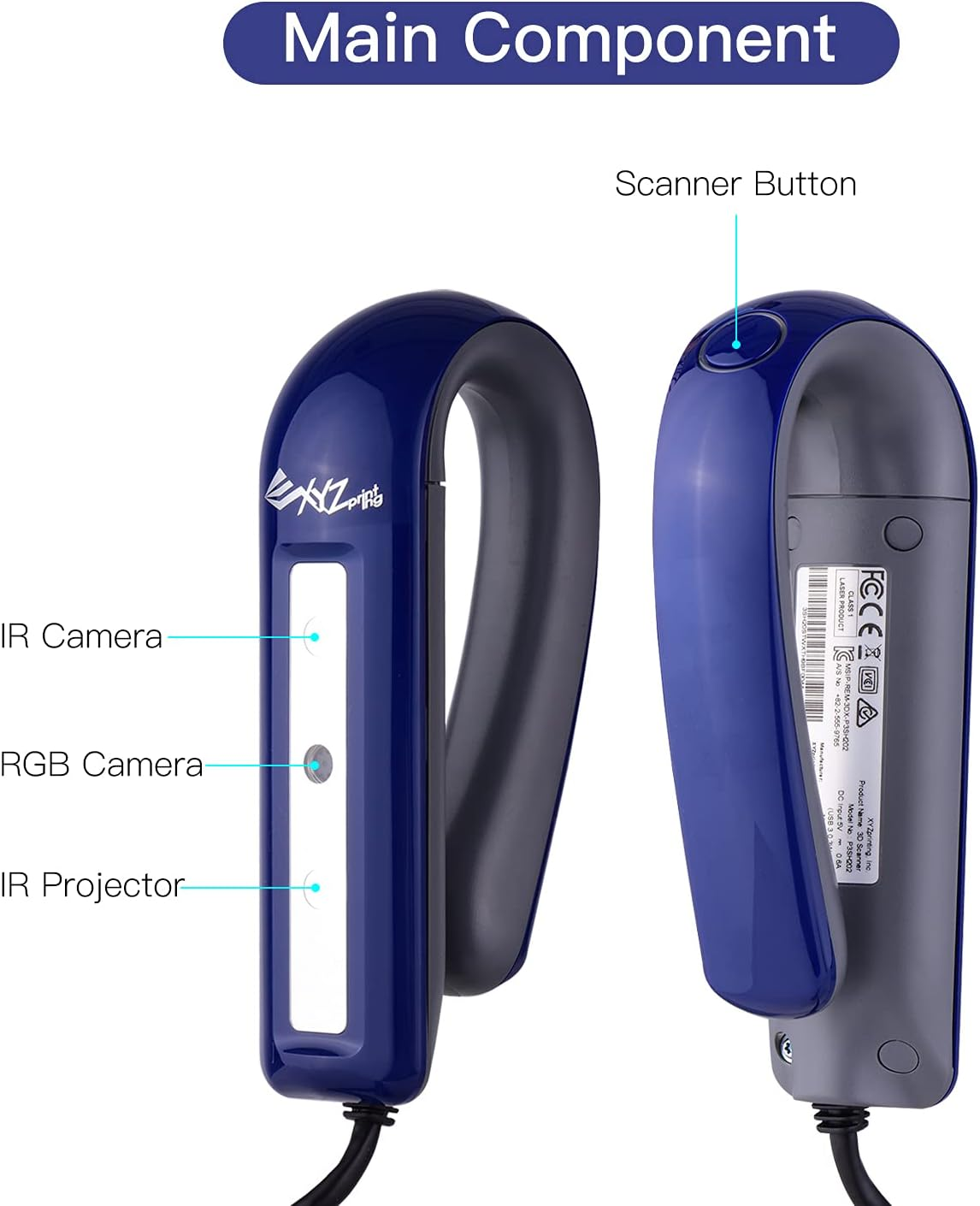 Mingzhe Handheld Full Color 3D Scanner 2.0 3D Modeling Scanner High Precise USB Plug & Play Support OBJ/PLY/STL Output Compatible with Windows Mac for 3D Printing Industrial Design Modelin image number 4