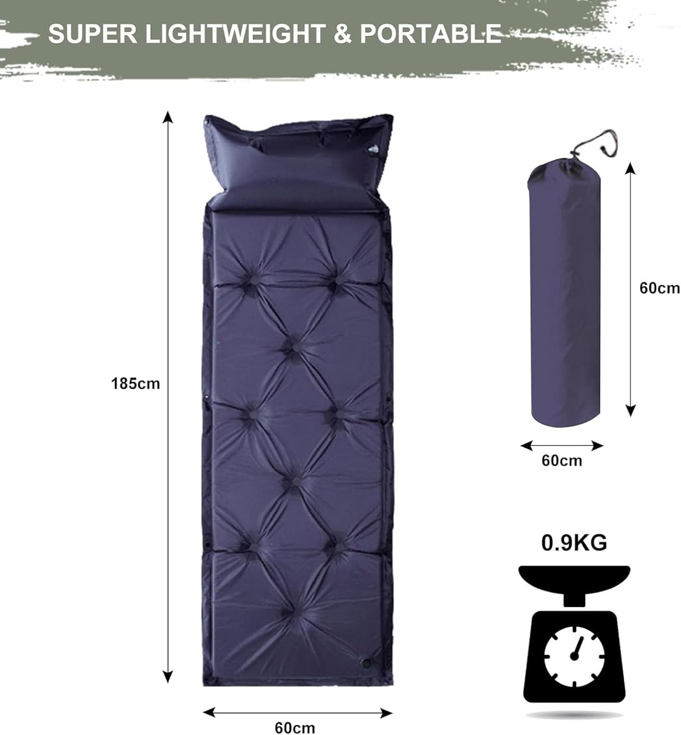 Self Inflating Sleeping Pad, Lightweight Portable Inflatable Camping Lightweight Air Mattress Foam Mattress Sleeping Mat for Tent Camping image number 2