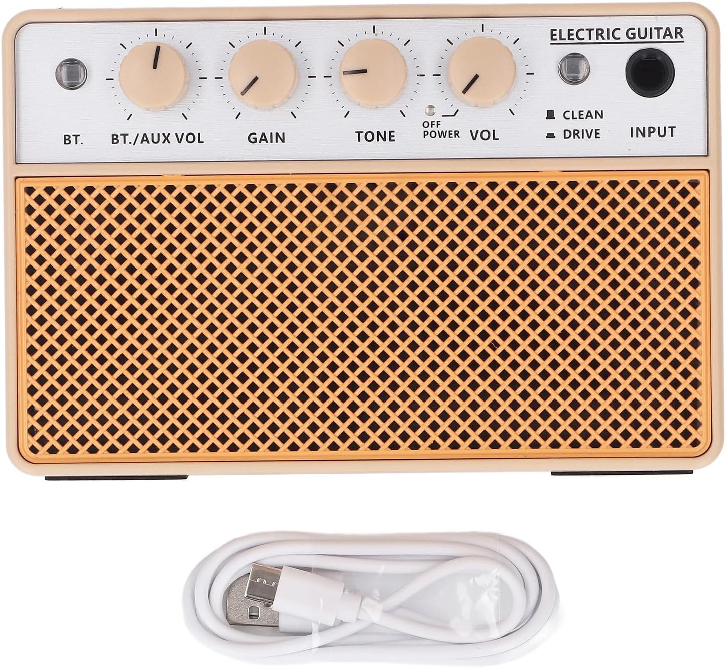 10W Electric Guitar Amplifier, Double Channels Portable Guitar Amp, 3000Mah Practice Guitar Amp with BT and AUX Input, Headphone Output, Clean and Drive Channels