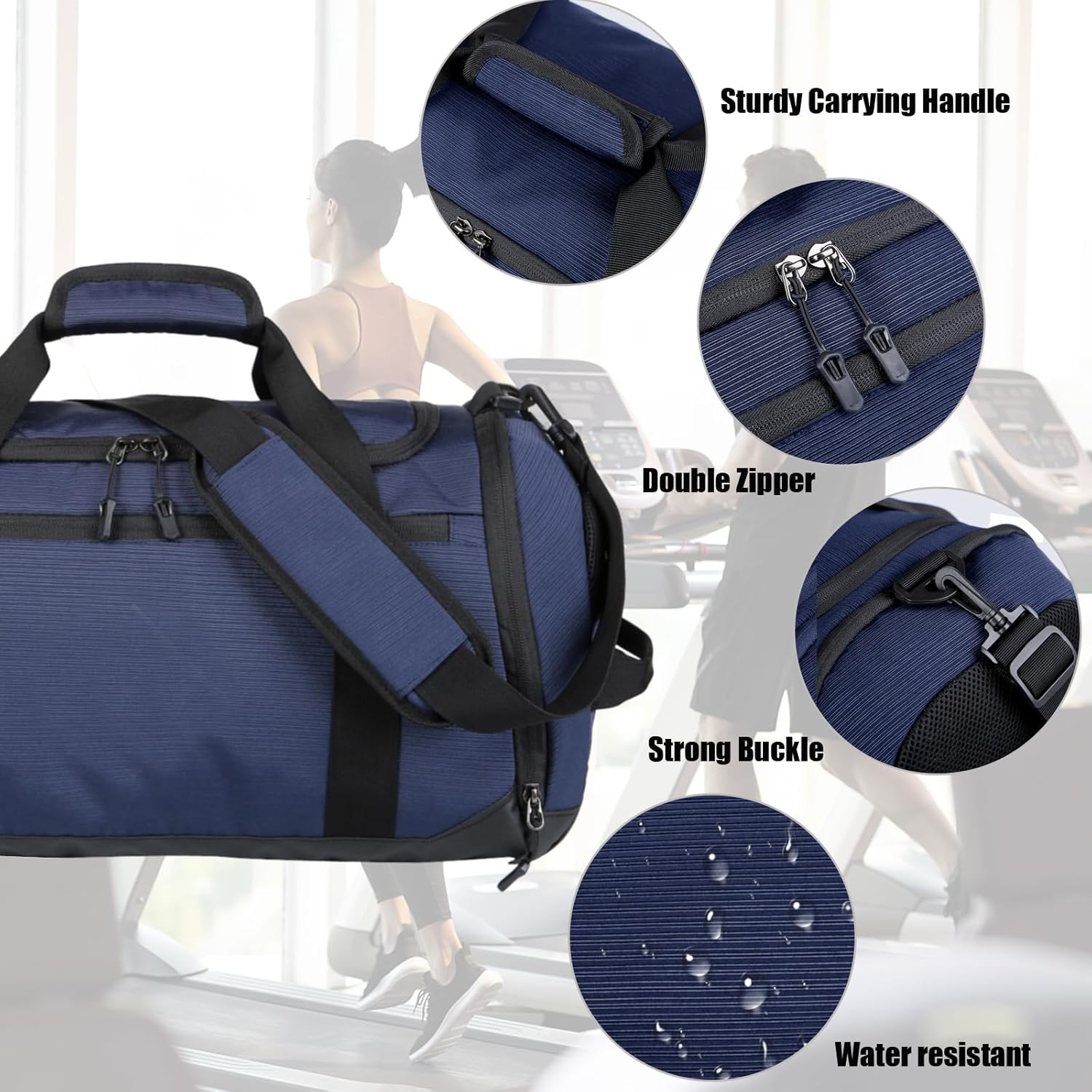 FALAZAR Duffle Bag for Men Women 40L Waterproof Travel Duffel Bag with Shoes Compartment Lightweight Sport Gym Bag with Wet Pocket Weekender Overnight Bags,Blue - Blue image number 5