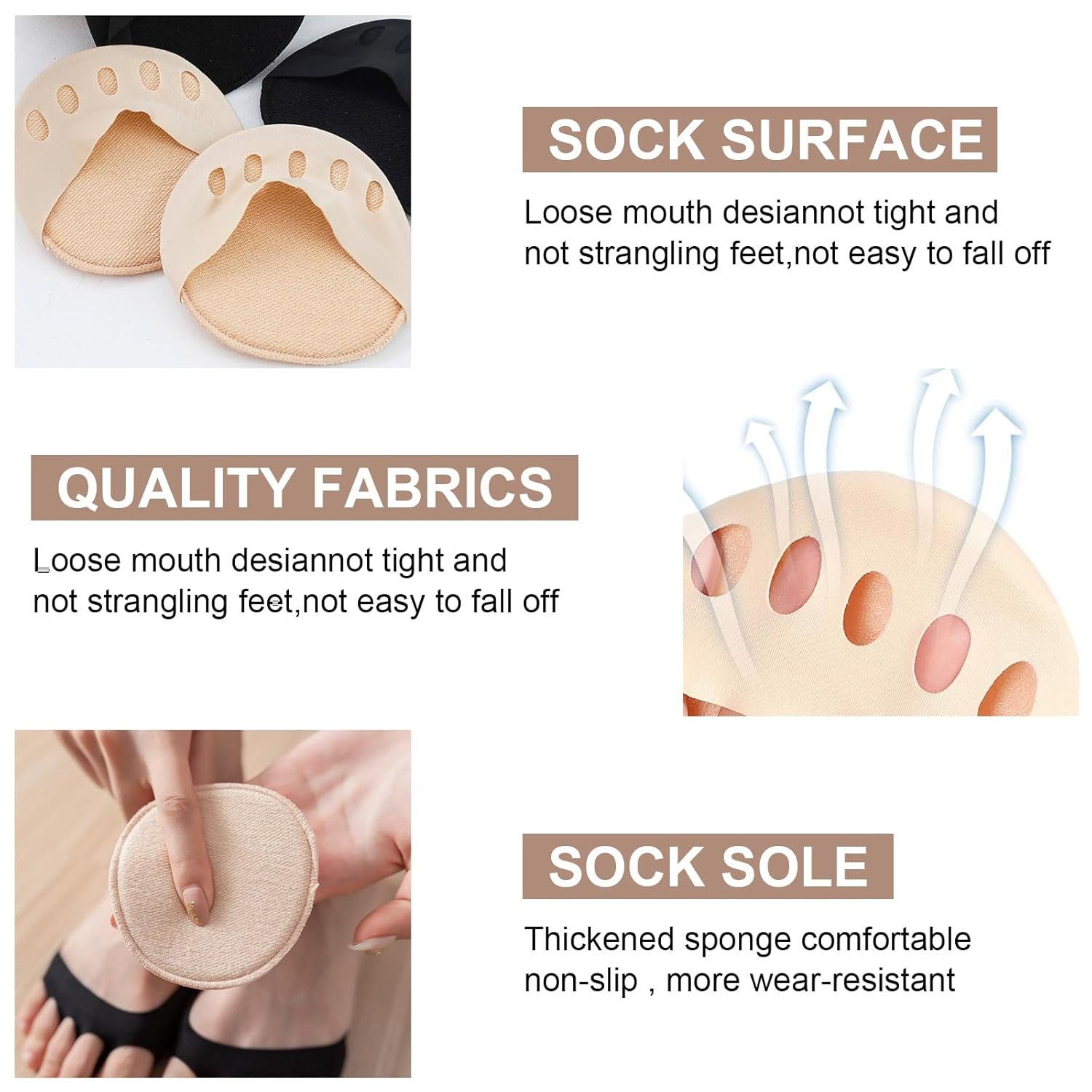 Ball of Foot Cushions for Women and Men, 5 Pairs Metatarsal Pads for Women, Reusable Invisible Socks Forefoot Pads, Ball of Foot Metatarsal Pain Relief Pad for Working, Running, Dancing (Multicolor-5, One Size) image number 6