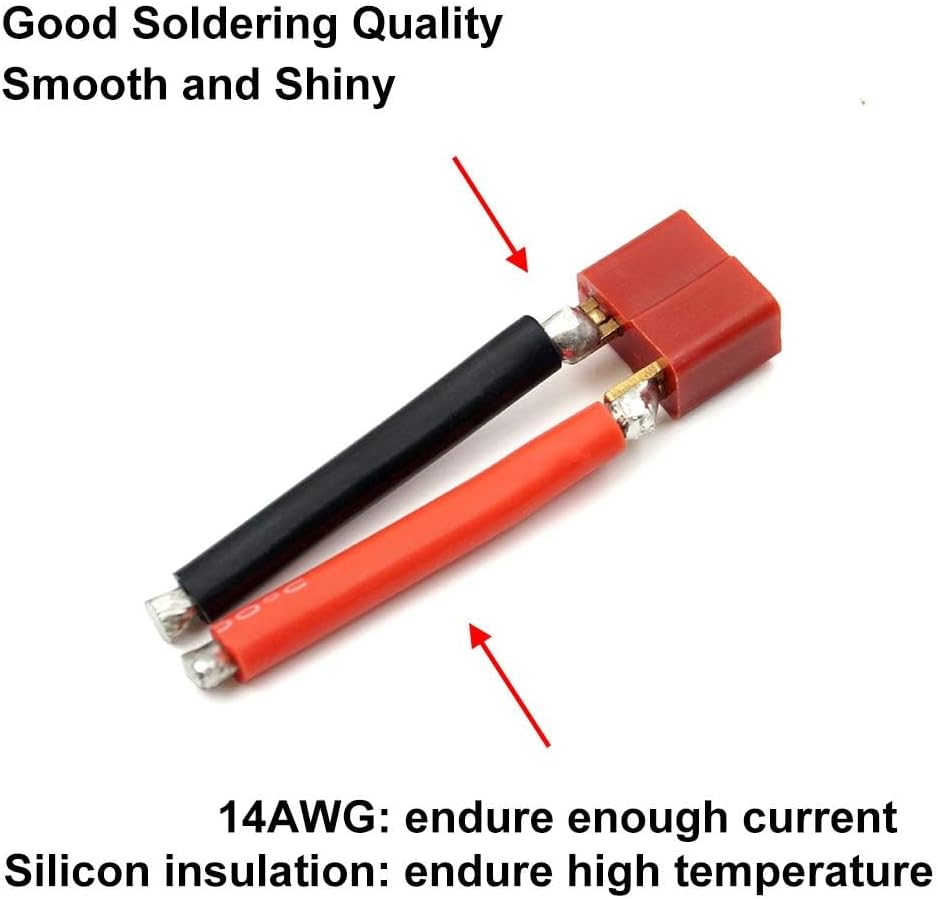 5 Pairs T Plug Connector Female and Male Deans with 14AWG Silicon Wire for RC Lipo Battery Cable Drone image number 4