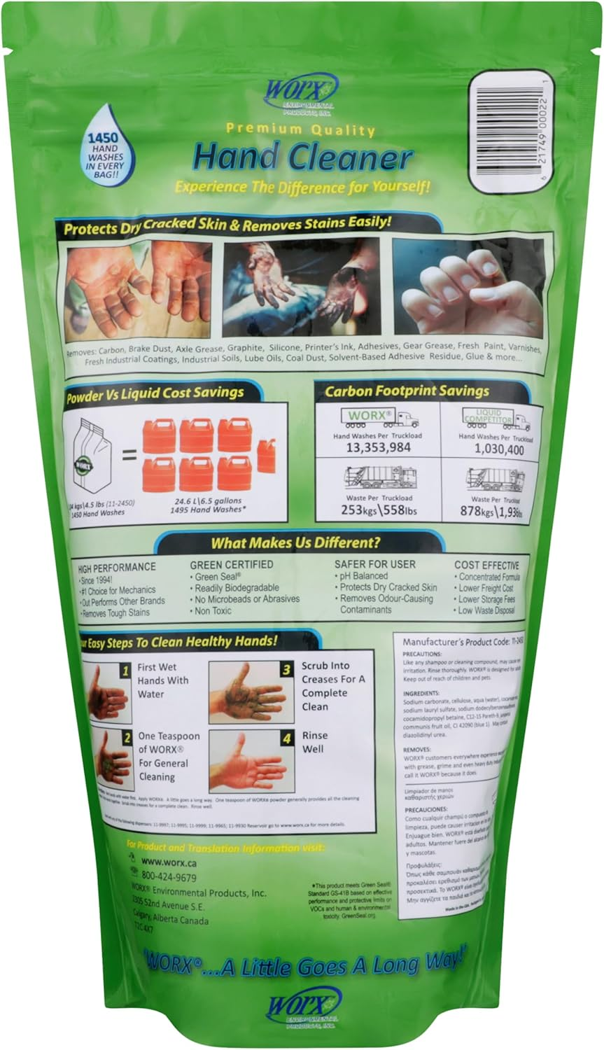 WORX Biodegradable Hand Cleaner 4.5 Lb Stand-Up Pouch (2040 G.) (4.5 Pound) image number 4