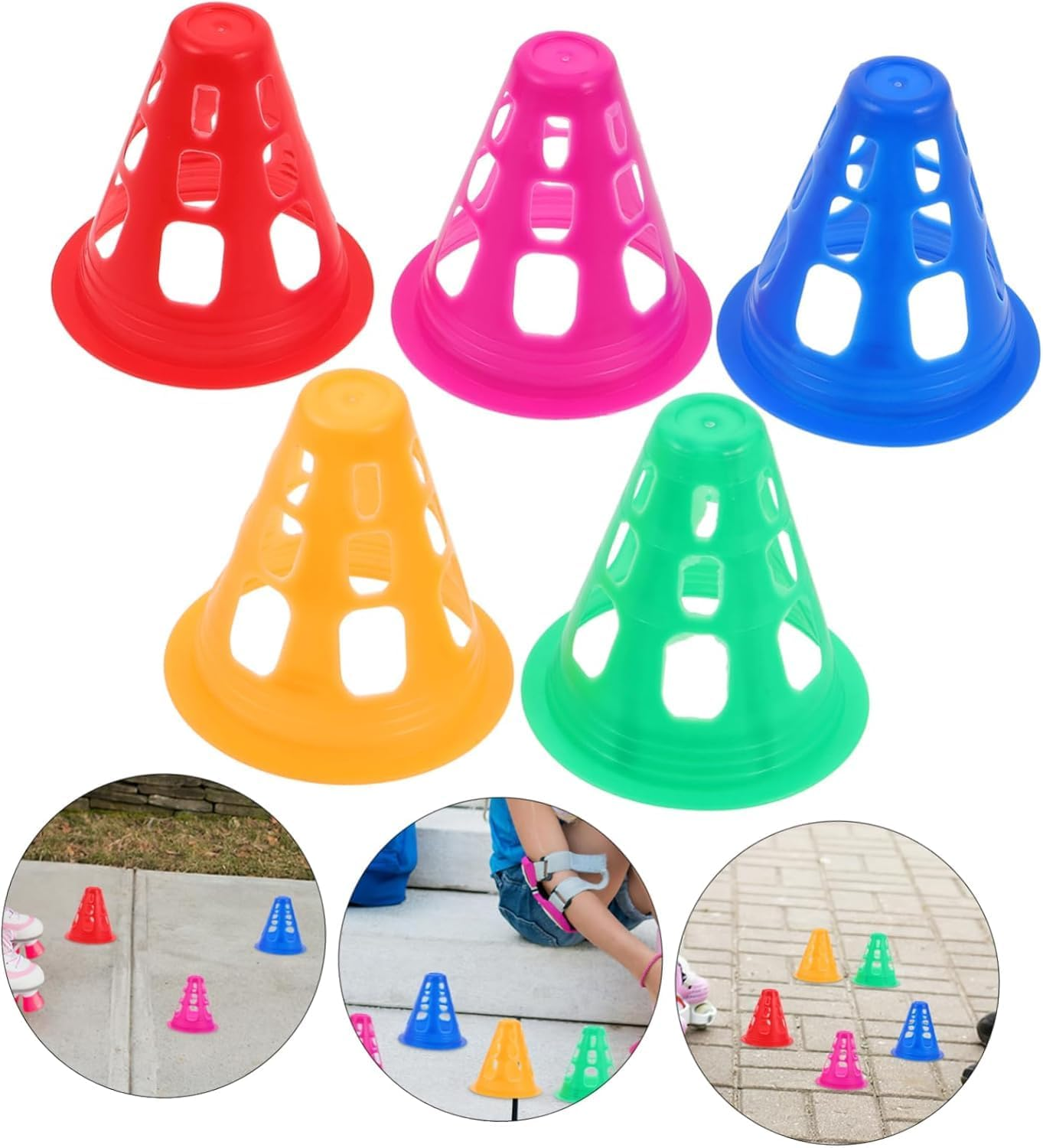 Training Field Marker Plastic Cones, 20Pcs Plastic Sports Cone Training Soccer Cone, Mini Sports Training Cones, Plastic Windproof Skating Slalom Cones for Skate Practice Sport Training image number 6