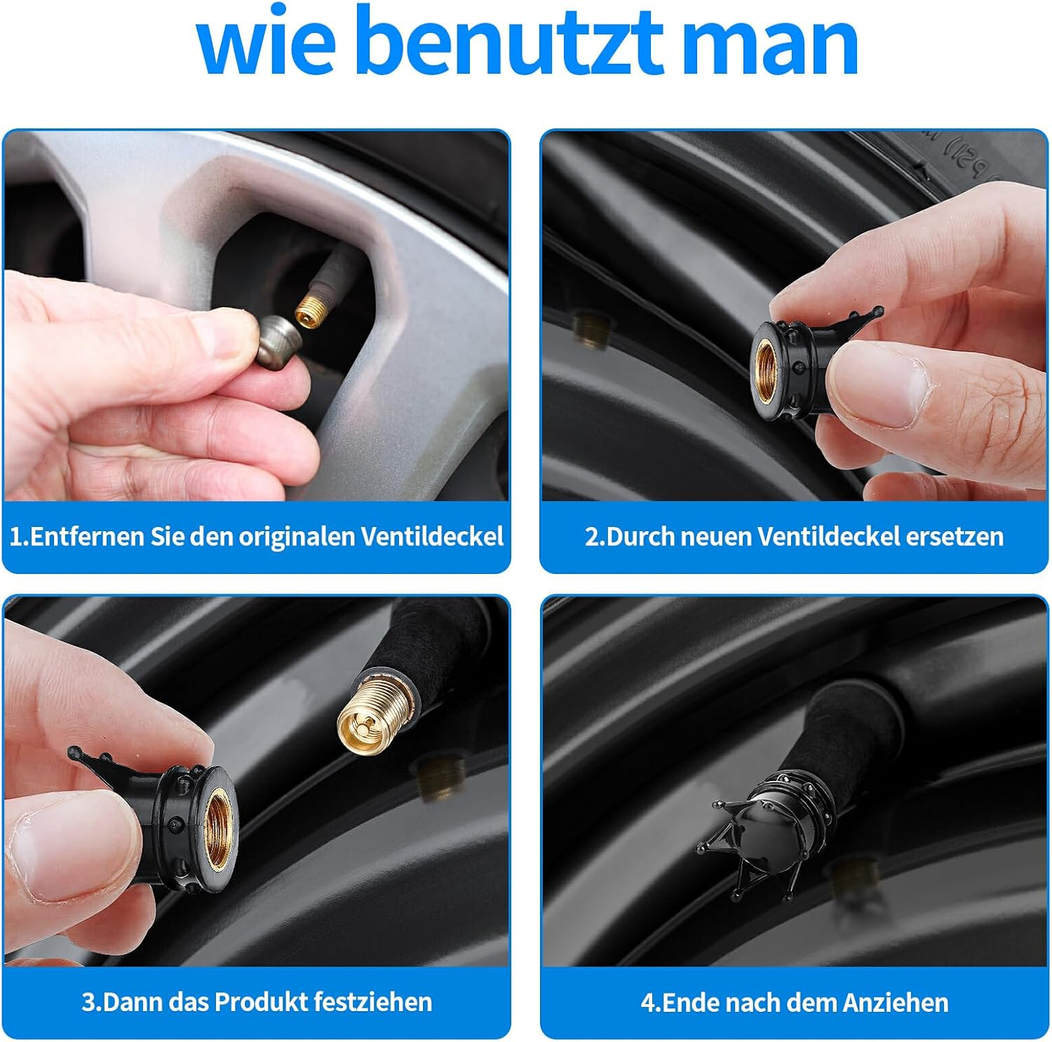 SUIOPPYUW 4 Pieces Car Wheel Tire Air Valve Stem Cap Truck Exterior Tyre Dust Cover Leak-Proof Replacement Vehicle Spare image number 4