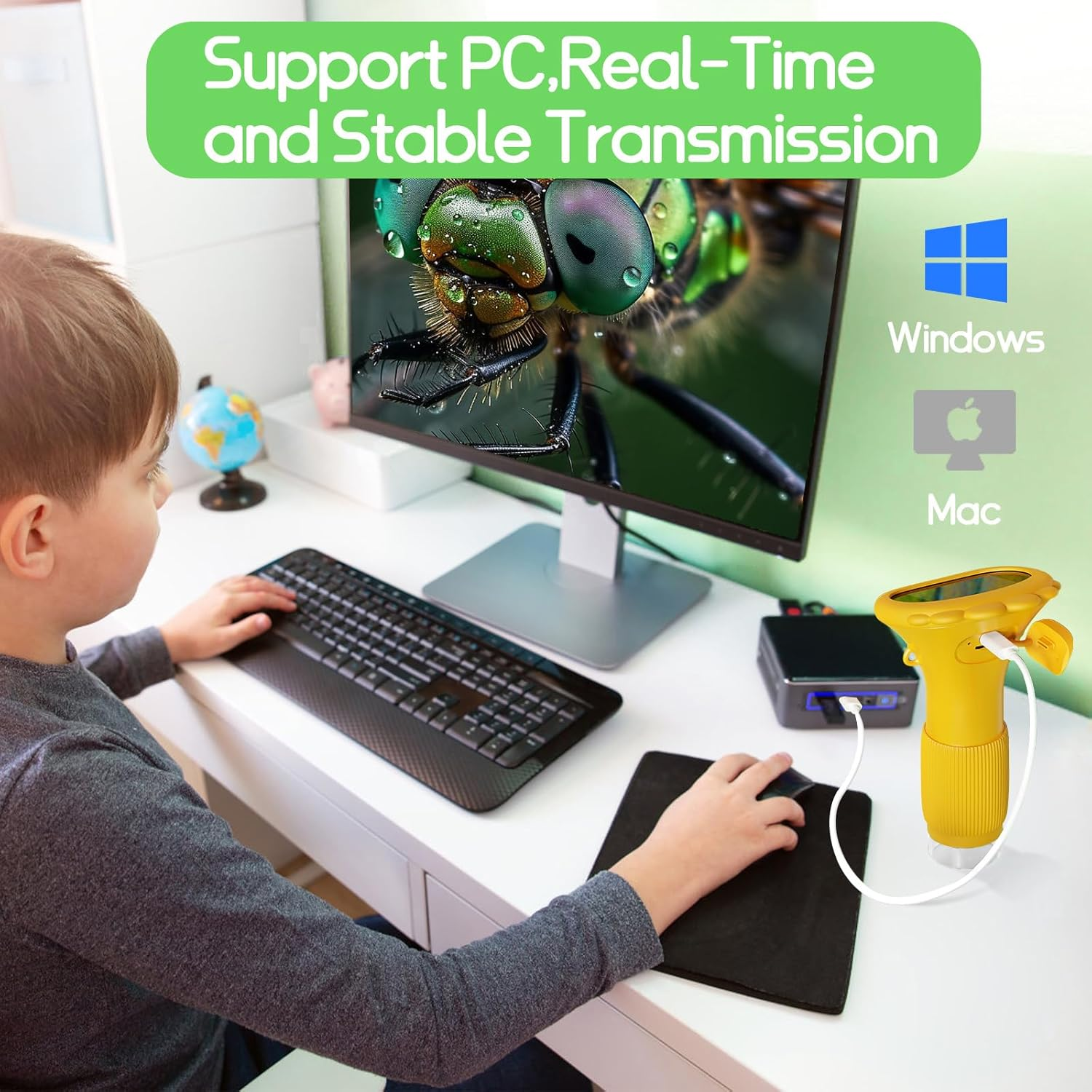 Kids Microscope Pocket Microscope - 1000X Portable Microscope for Kids | Photo and Video Mini Microscope | 2'' Digital Little Scientist Microscope for Kids over 3 Years Old