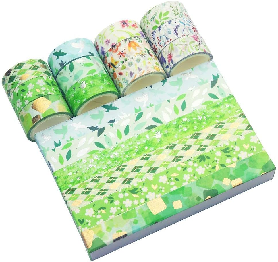 YUBX Gold Washi Tape Set VSCO Silver Decorative Tape for DIY Crafts, Bullet Journals, Planners, Scrapbooking, Wrapping 15Mm Wide (Spring 8)