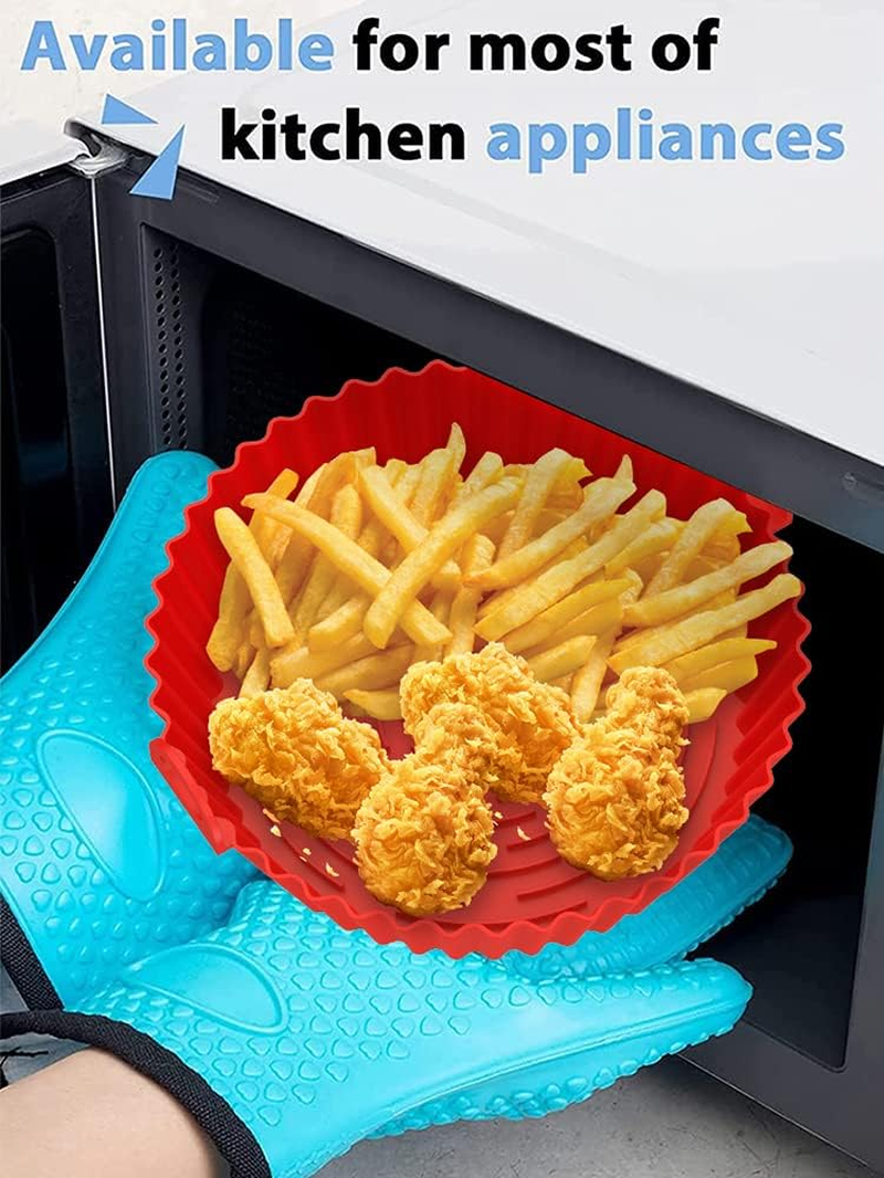 Fxvhojq 2Pcs Air Fryer Silicone Pot - Reusable, Heat Resistant, BPA Free, Dual Handle, 20Cm Round, Baking Pan, Fruit Tray image number 4