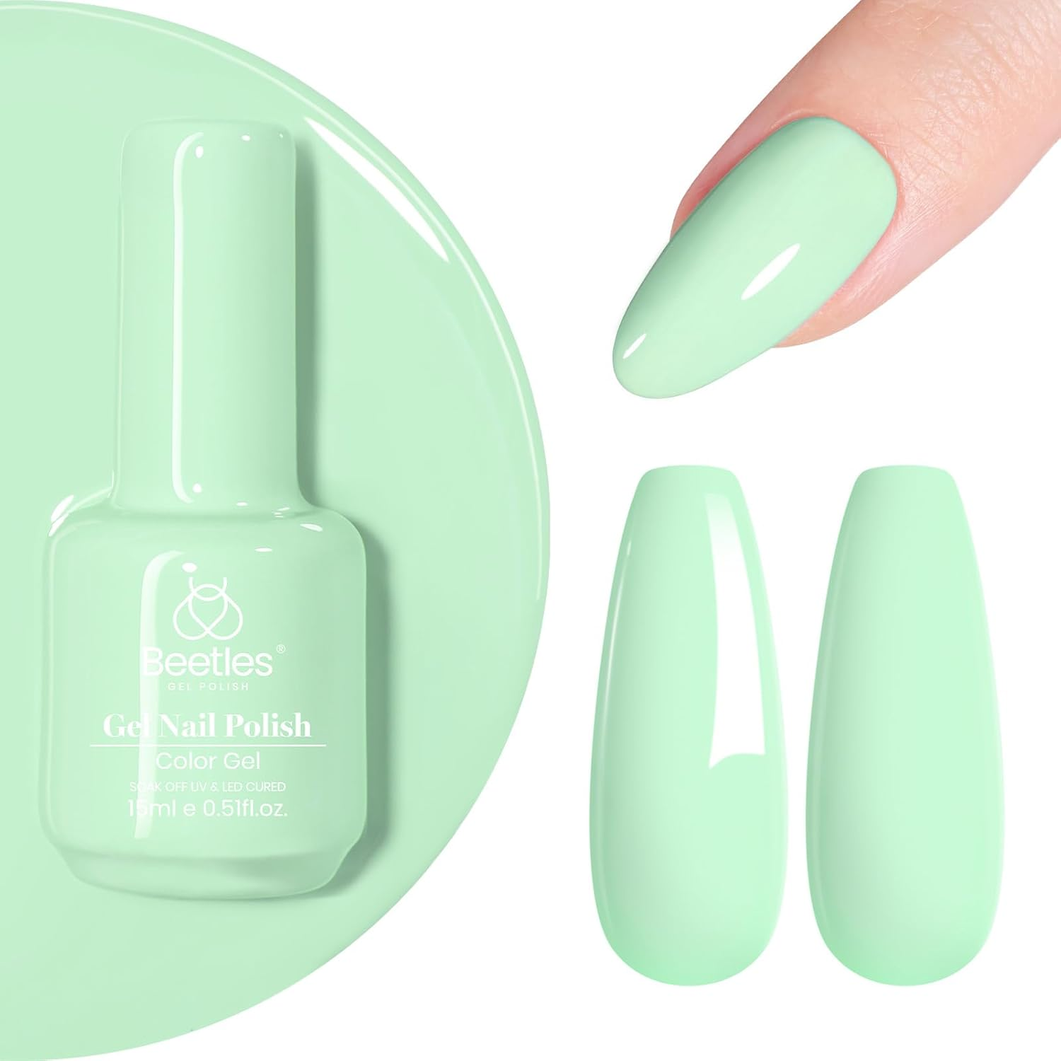 Beetles Gel Polish Gel Polish 15Ml Green Gel Polish Jelly Gel Nail Polish Nude Lagoon Green Color Soak off Uv Led Nail Lamp Spring Gel Polish Nail Art Manicure Salon Diy Home Solid Gel image number 5