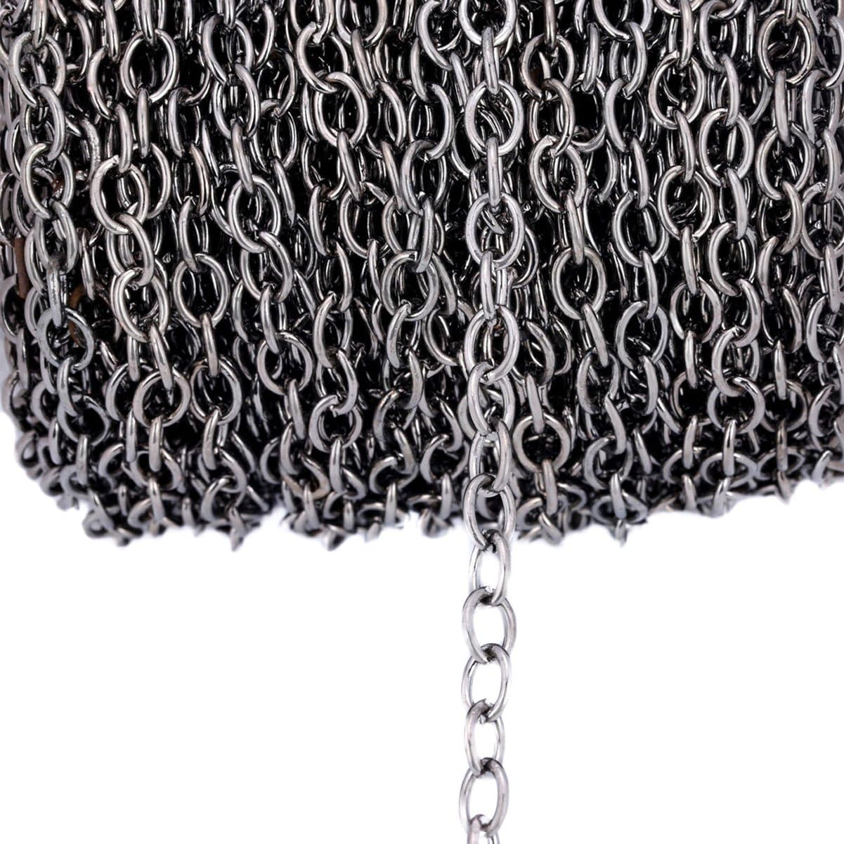 32.8 Ft Small Link 4 X 6Mm Iron Twisted Cross Chains - DIY Making Necklace Bracelet Jewelry Accessories Cable Chain (KC Gold) - Black image number 5