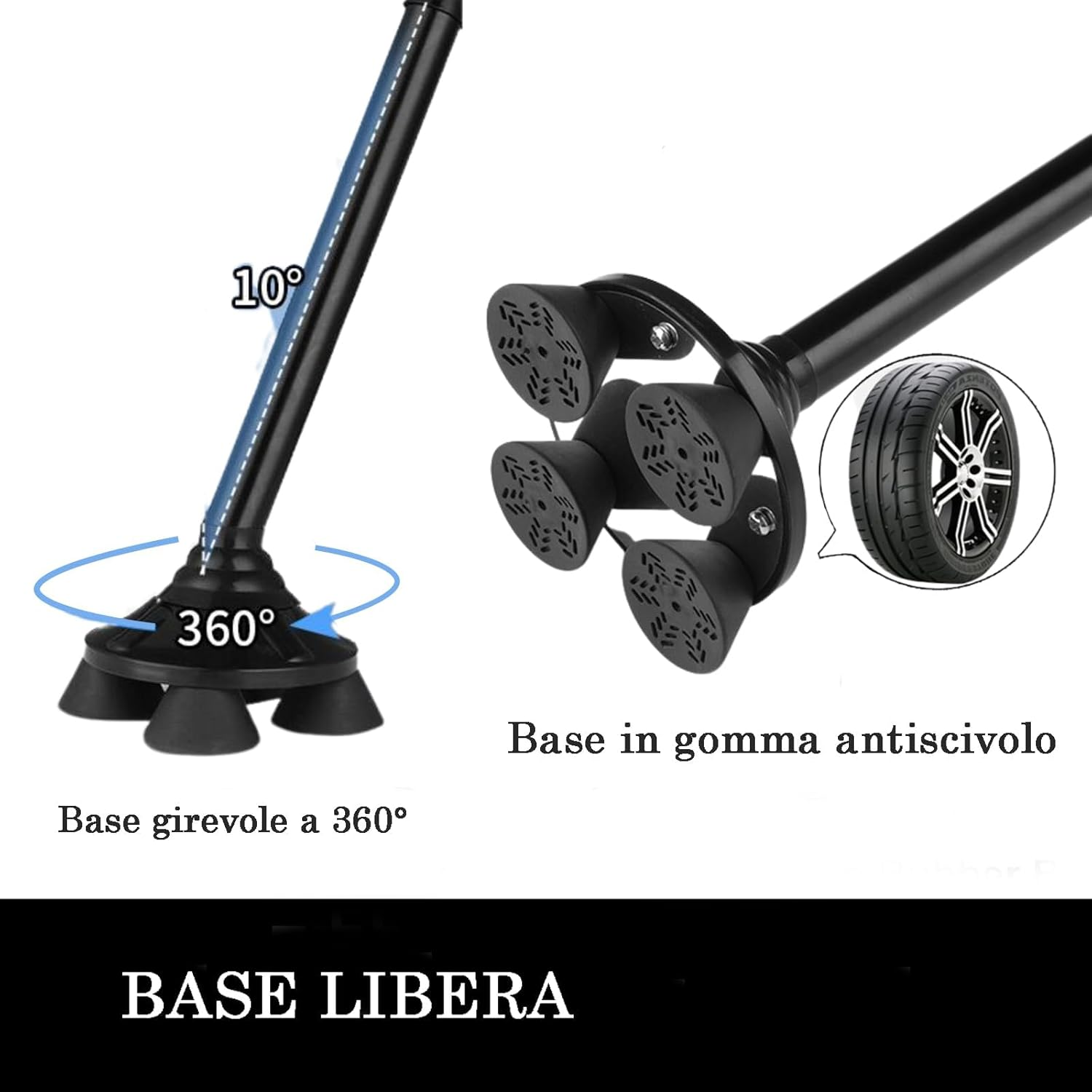 Begrit Adjustable Walking Stick Aluminum Folding Canes with Ergonomic Grip Carry Bag Free Standing Metal Collapsible Durable Walking Aid for Women Men Ladies Disabled image number 1