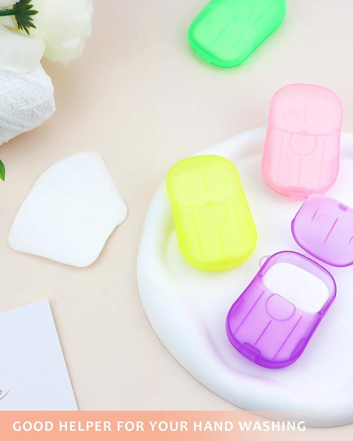 YETOOME 12 Packs (240 Sheets) Paper Soap Sheets for Hand Washing, Portable Disposable Travel Scented Bath Slice Sheet Foaming Soap Paper Sheets for Outdoor Traveling Camping Hiking image number 2