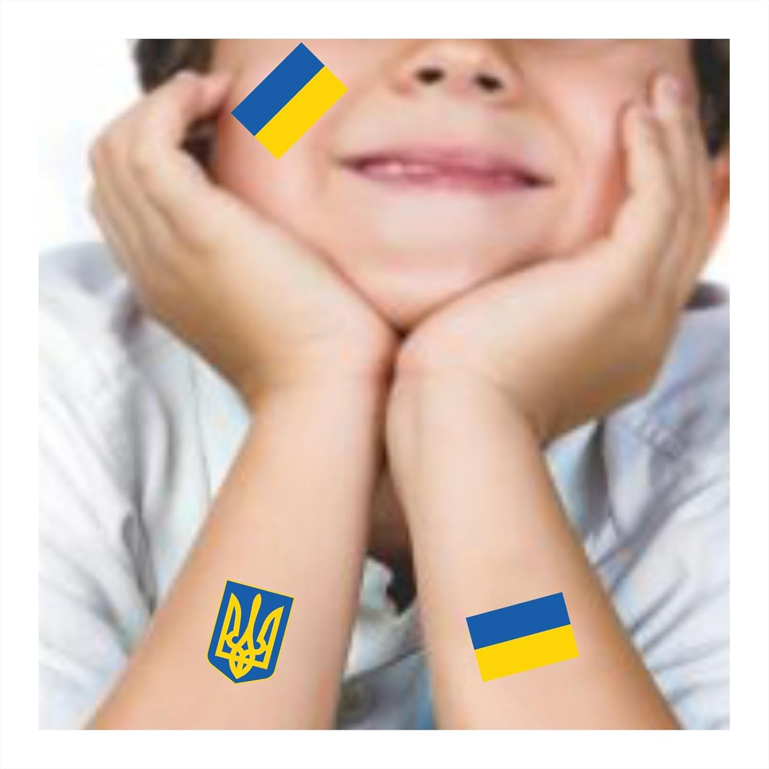 Womaha 30 Temporary Ukraine Flag Tattoos Fans Face Tattoo Stickers for Adults Kids Group Activity Props image number 3