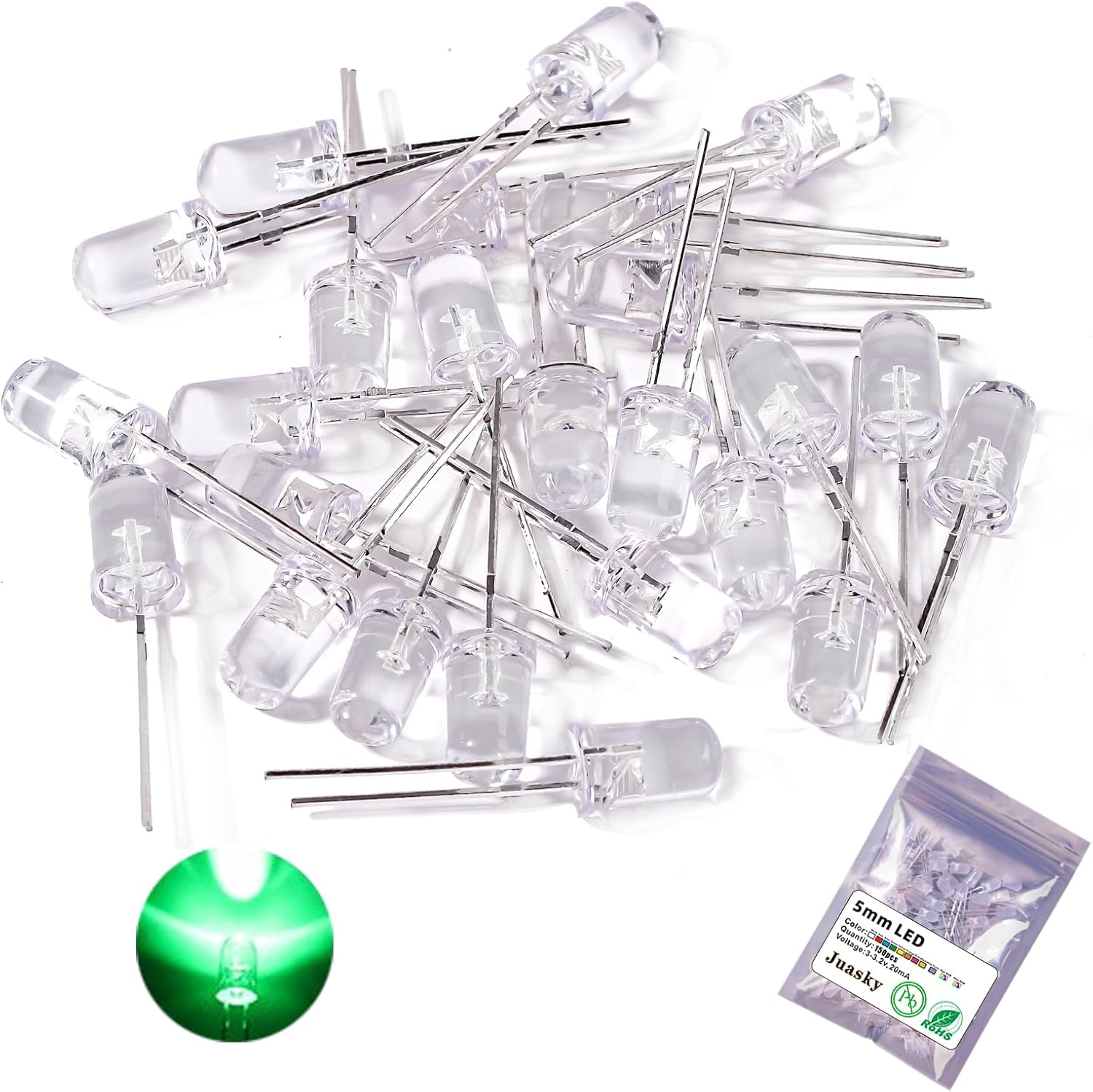 Juasky 150Pcs 5Mm LED Diode Lights,Light Emitting Diodes,Blue LED for Science Experiment DIY Projects