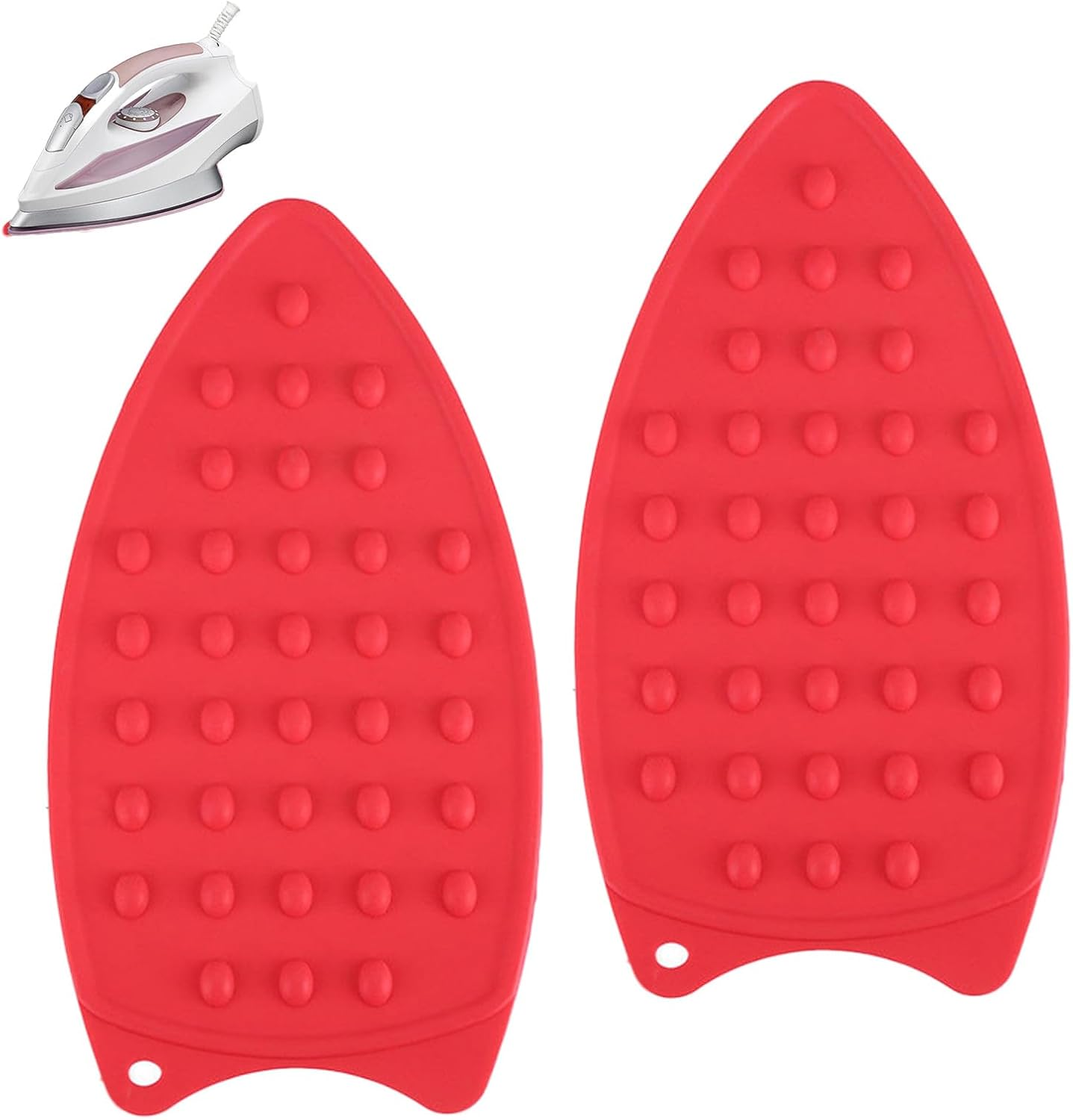 Silicone Iron Rest Pad Hot Heat Resistant Protective Pads for Iron Rest, Suitable for Ironing Board, Curling Irons & Flat Irons &ndash; 2 Pcs Red image number 5