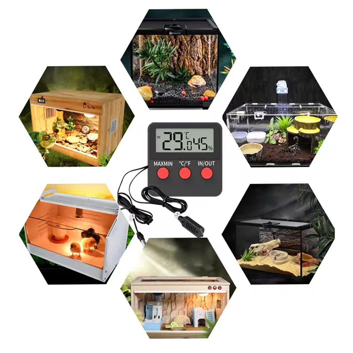 Temperature and Humidity Meter with 2 Probes Digital Hygrometer for Aquariums, Incubators & Reptile Tanks image number 2