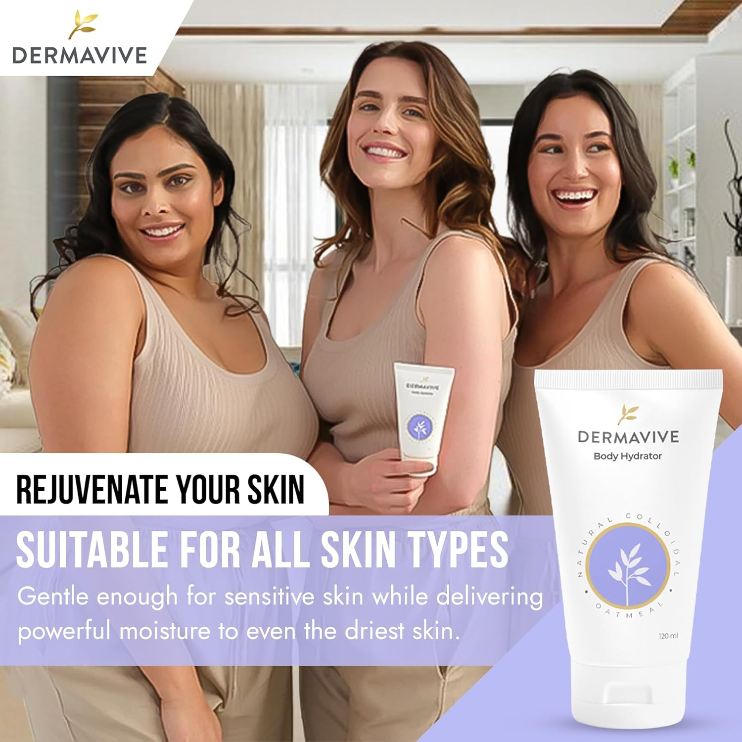 Dermavive Oatmeal Body Hydrator &ndash; Colloidal Oatmeal Moisturizing Oil for Itchy, Dry, Flaky & Sensitive Skin &ndash; Nourishing After-Shower Body Oil for Kids, Teens & Adults &ndash; 120Ml (4.05 Fl Oz)