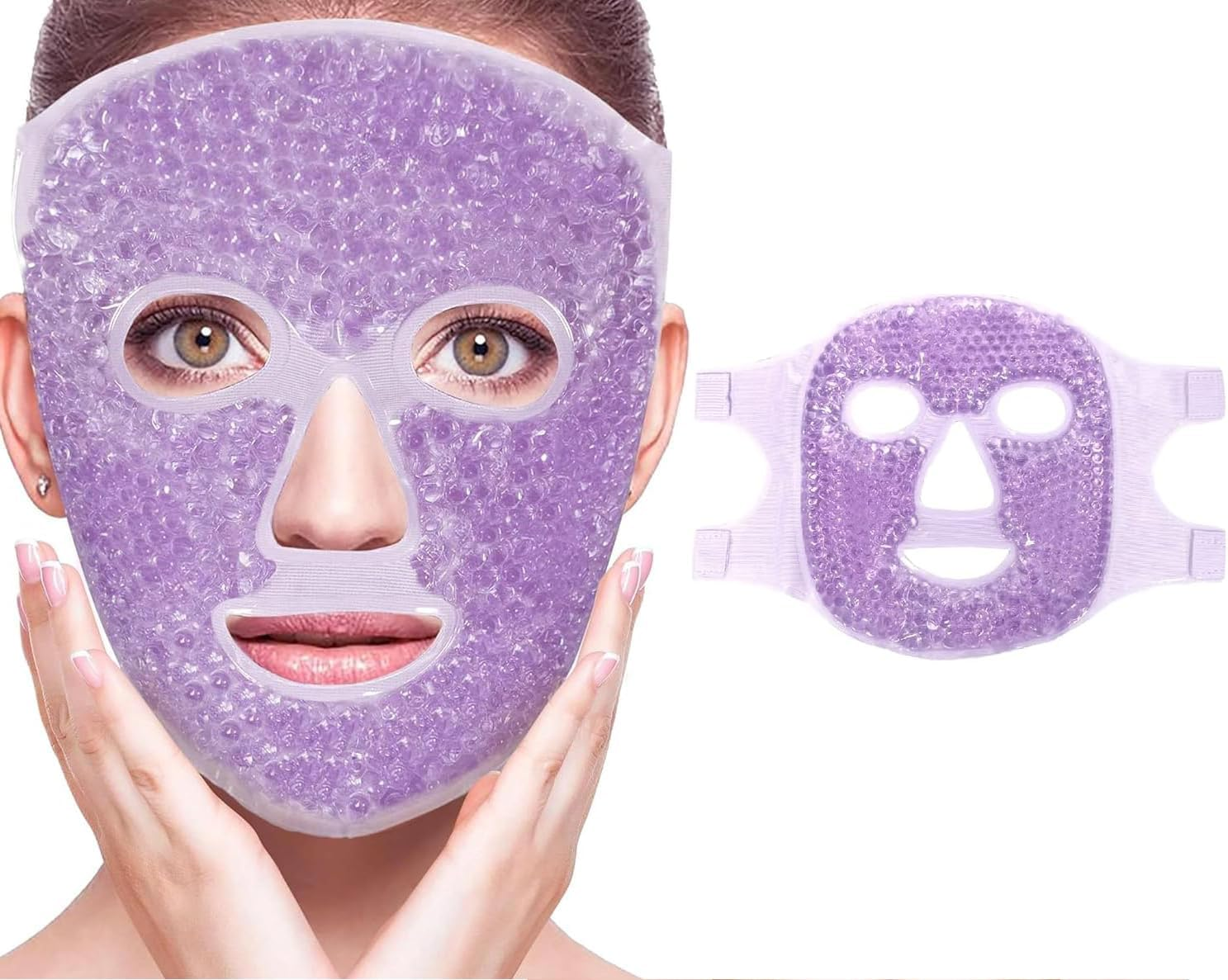 Gel Face Eye Mask, Facial Cold Hot Compress, Sleeping Heat Ice Spa Therapy Pack, Reduce Puffy Dark Circles Bags under Eyes, Migraines Headaches Sinus Pressure Stress Relief Relaxation, Skin Care (Purple)