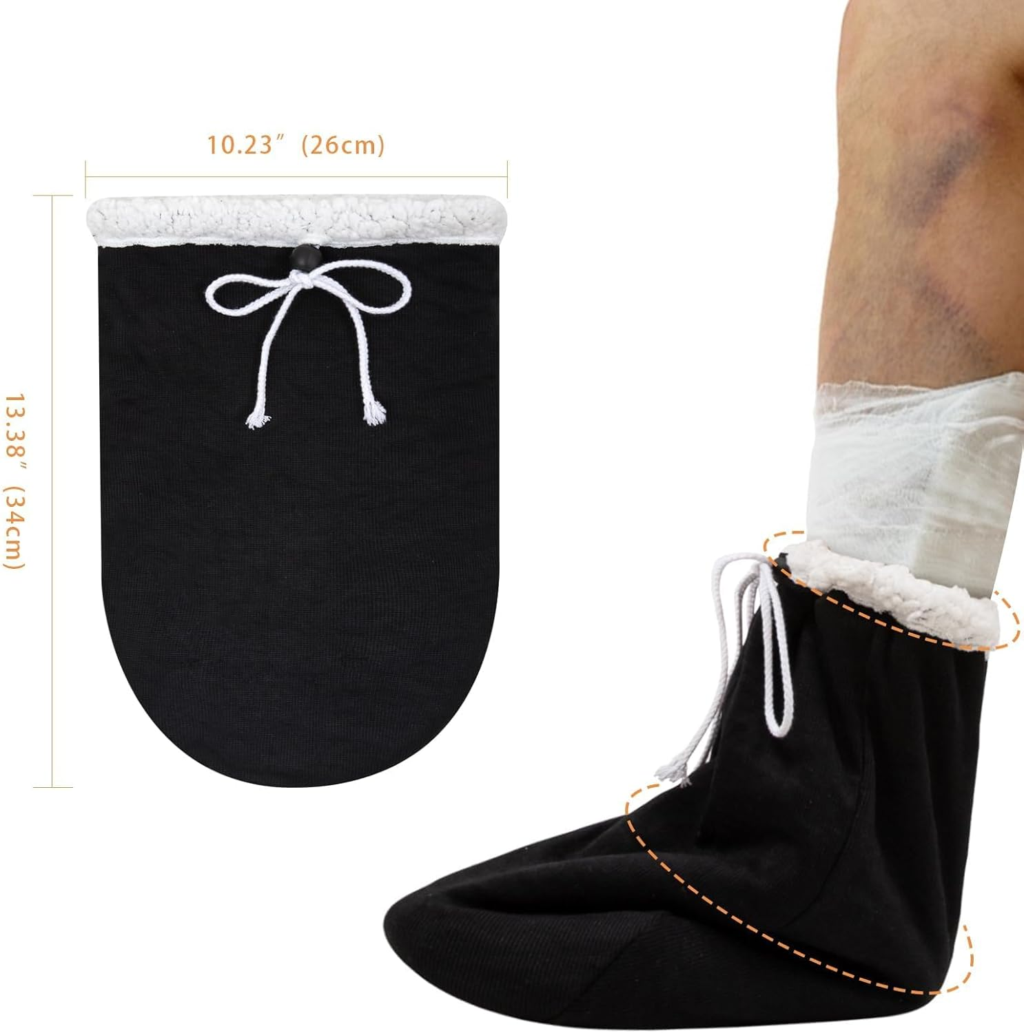 2 Pack Gypsum Foot Cover Socks - Breathable Warm Cast Protector for Men & Women, Adjustable Drawstring Leg Cast Cover (34X26Cm) - Plaster Protection Sleeve for Injury Recovery image number 1