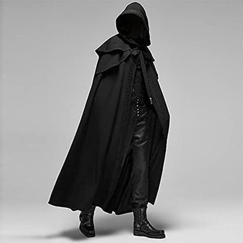 Unisex Men Medieval Cape Cloak with Hood Renaissance Costume Halloween Cosplay Knight Tunic Gothic Witch Party Cape ﻿ image number 5