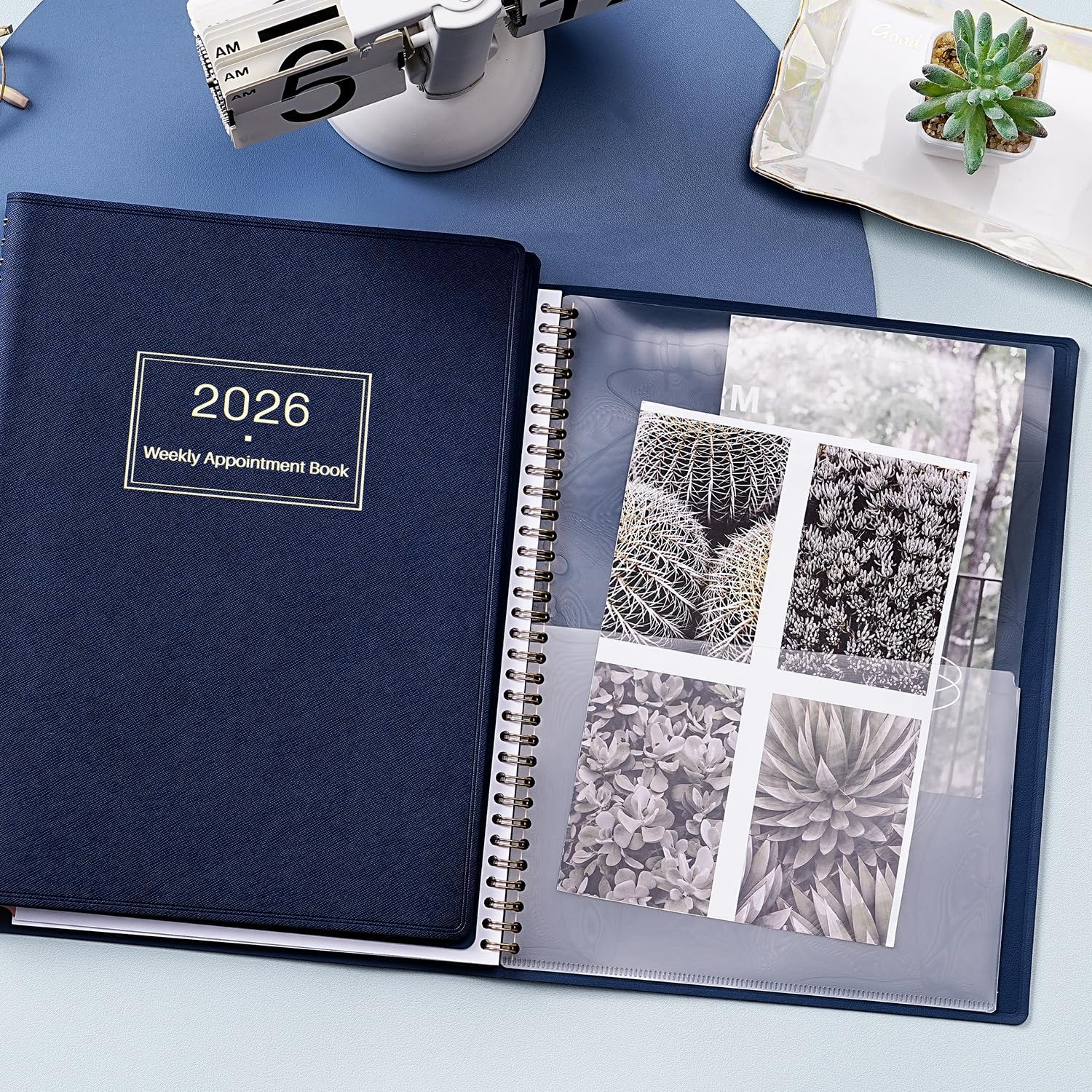 2026 Appointment Book - 2026 Diary from Jan 2026 - Dec 2026, A4 Week to View Appointment Diary 2026, Hourly Planner 2026 in 15 Minutes Times Slots, with Soft Leather Cover, 21.8 X 29 Cm, Colorful Tabs image number 1