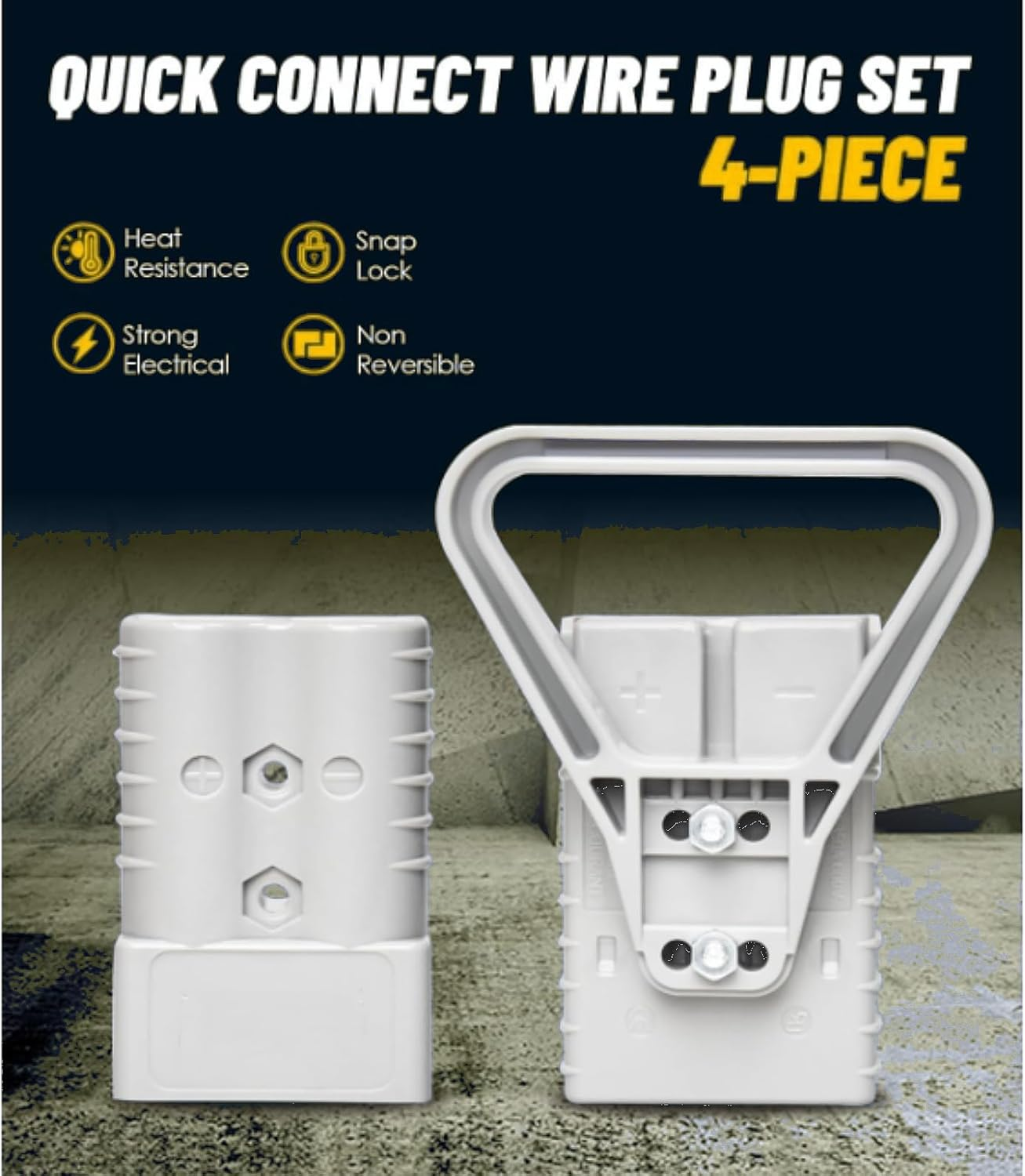 4 Pcs 50AMP Anderson Style Connector Battery Quick Connect/Disconnect with 2PCS Handle, Jumper Cable Plug Connector Kit for Recovery Winch, Towing Systems(Grey) image number 2