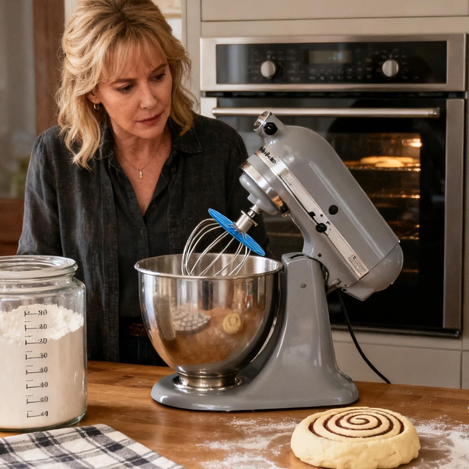 2026 New Stand Mixer Whisk Scraper, Anti-Splatter Baffle for 6-Wire Whisks, Pouring Shield for Kitchenaids, Mixing Bowl Wiper Attachment Easy Cleaning, Multi-Purpose Kitchen Tool - Blue image number 5