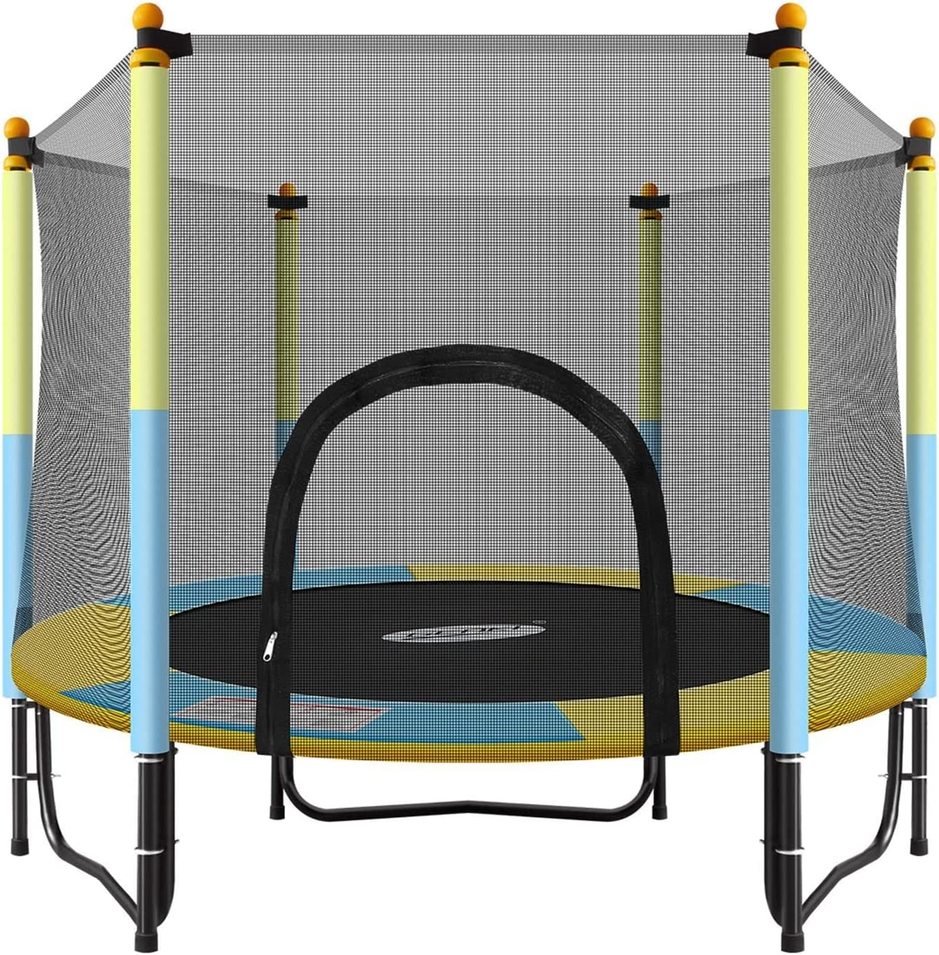 Genki 60" Kids Trampoline round Jumping Indoor Outdoor Rebounder W/Safety Enclosure Net image number 6